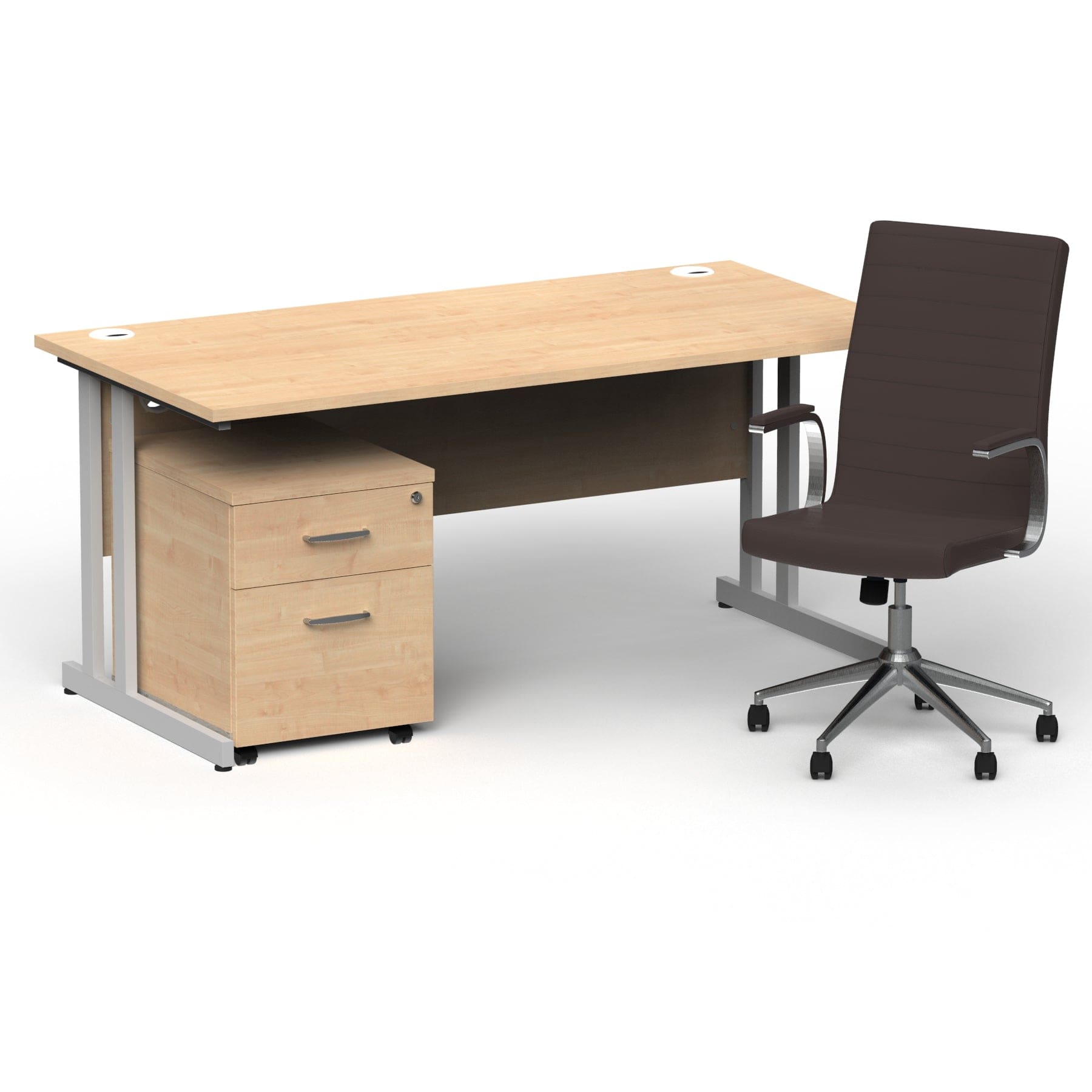 Impulse 1600mm Cantilever Straight Desk With Mobile Pedestal and Ezra Brown Executive Chair - Image 2