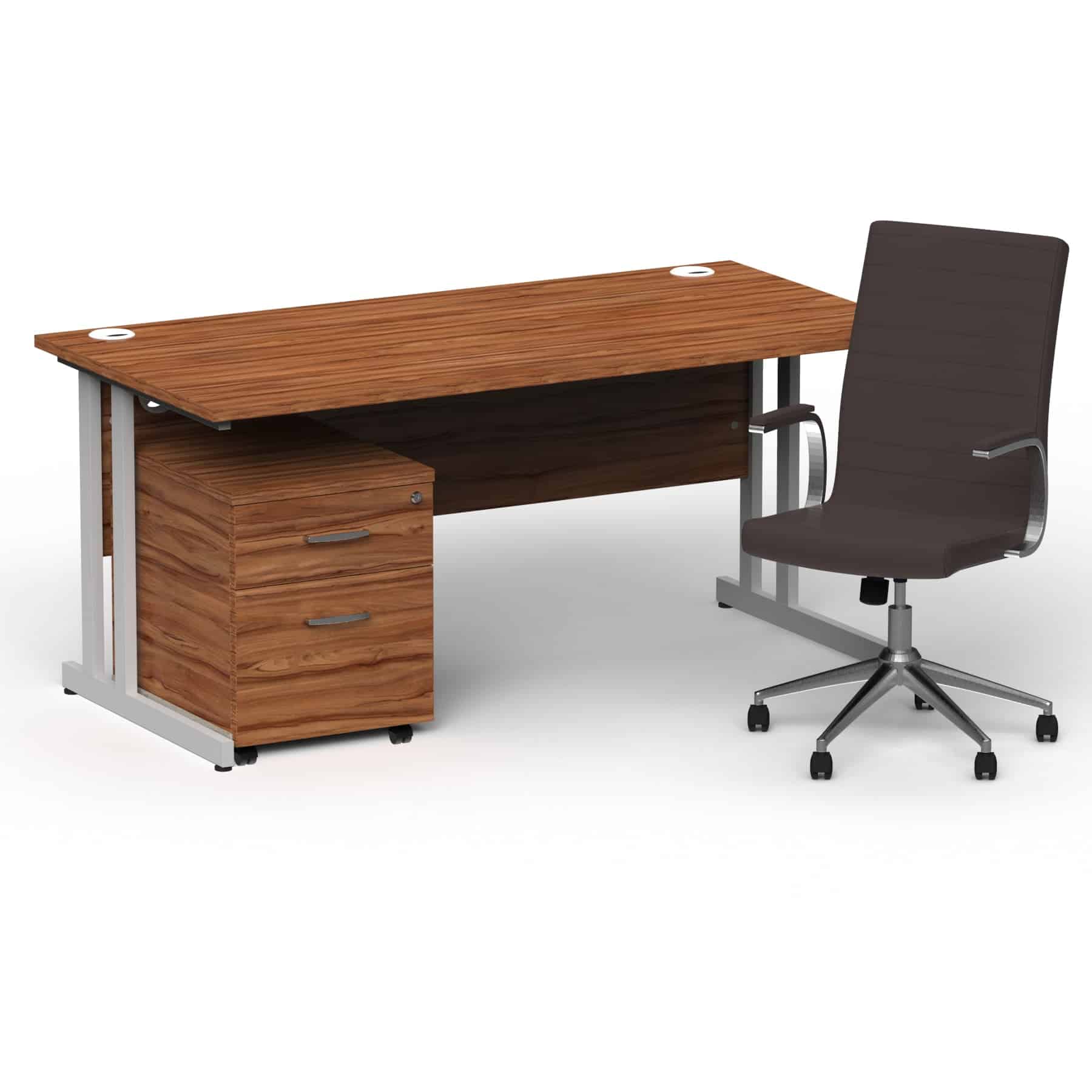 Impulse 1600mm Cantilever Straight Desk With Mobile Pedestal and Ezra Brown Executive Chair - Image 4