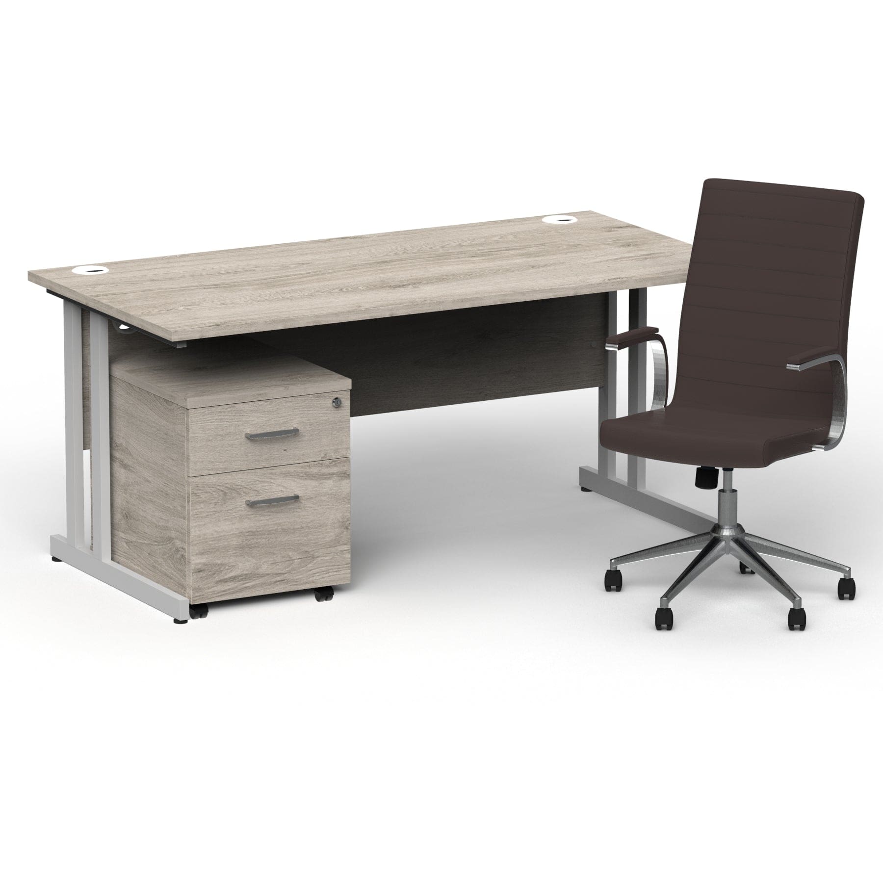 Impulse 1600mm Cantilever Straight Desk With Mobile Pedestal and Ezra Brown Executive Chair - Image 6