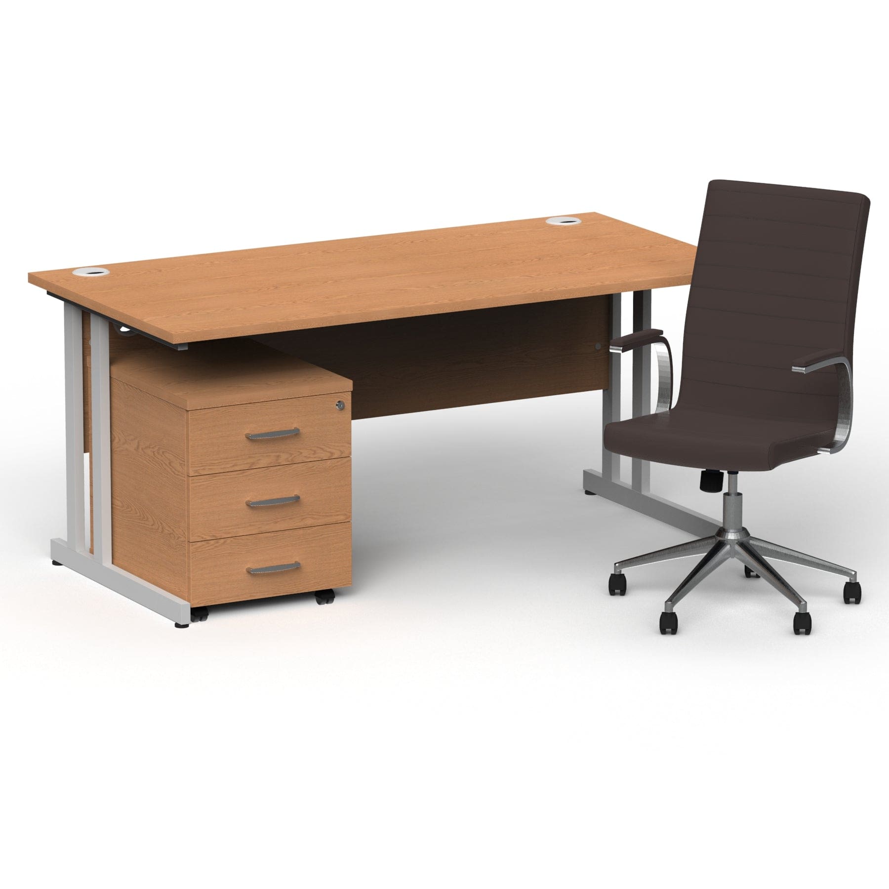 Impulse 1600mm Cantilever Straight Desk With Mobile Pedestal and Ezra Brown Executive Chair - Image 9