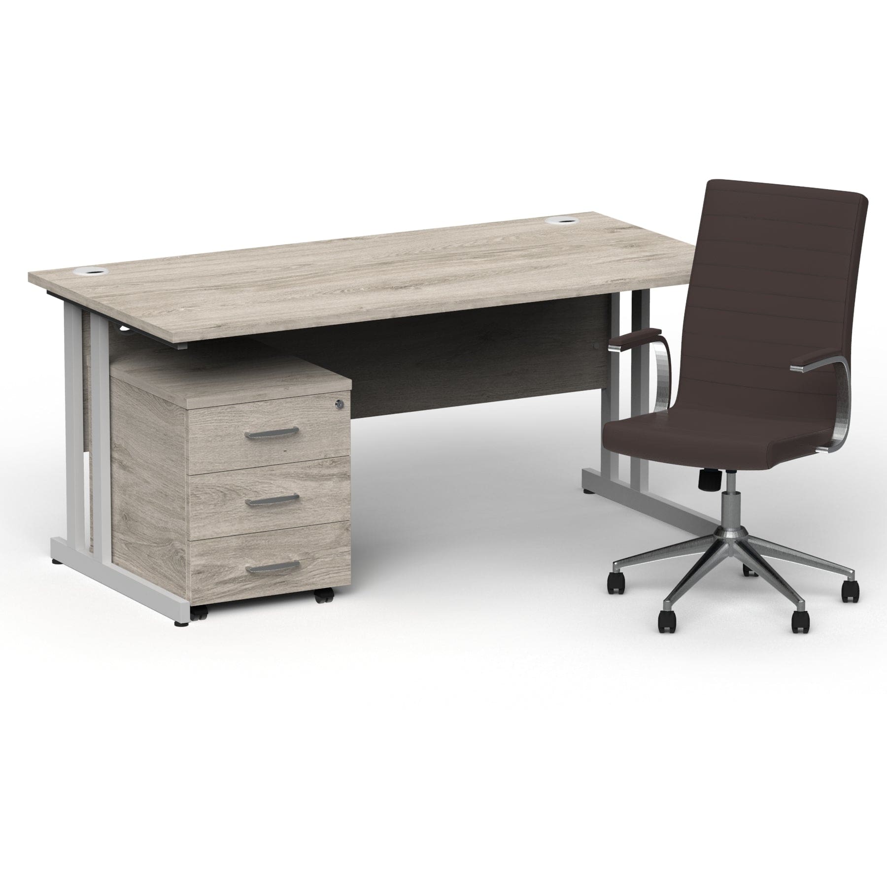 Impulse 1600mm Cantilever Straight Desk With Mobile Pedestal and Ezra Brown Executive Chair - Image 12