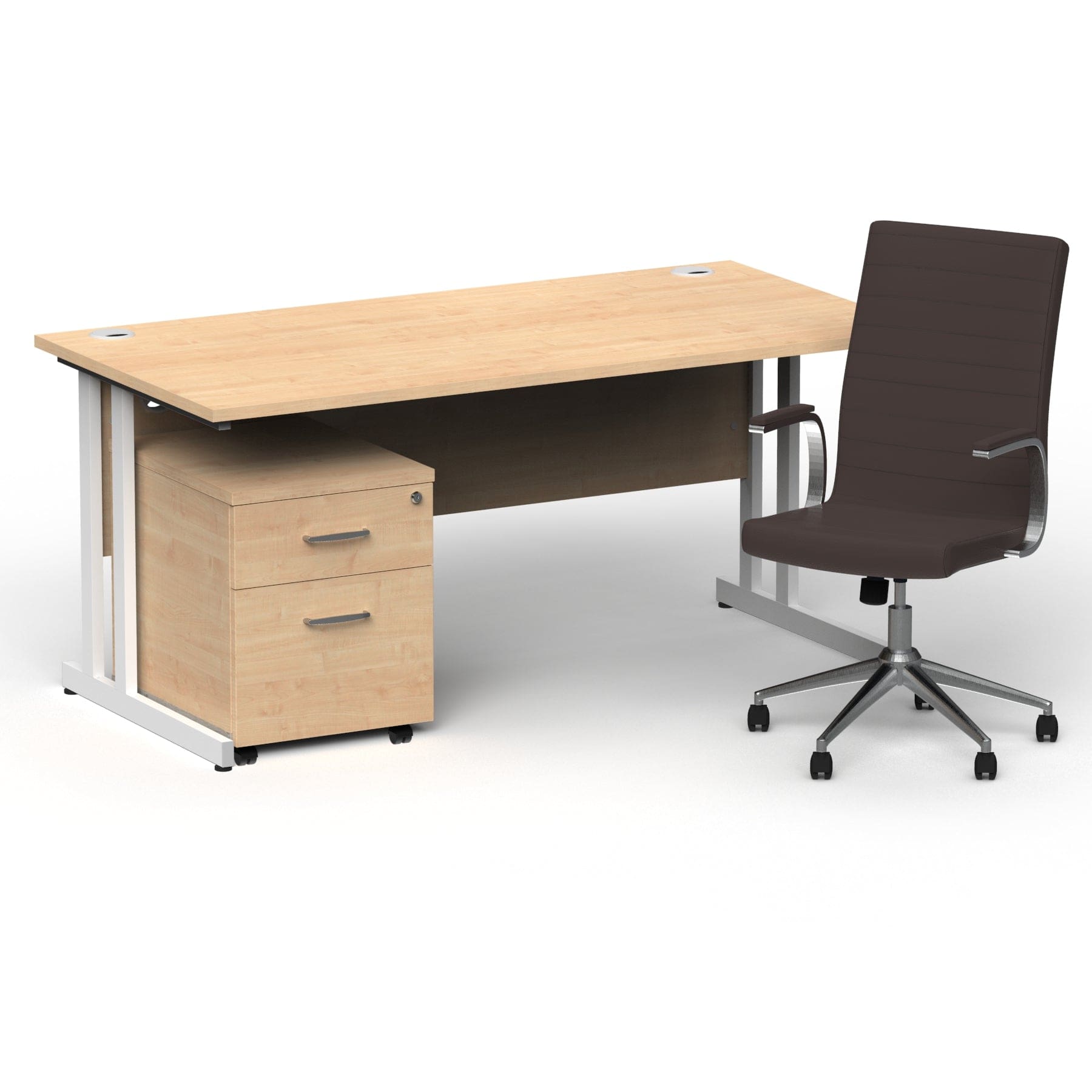 Impulse 1600mm Cantilever Straight Desk With Mobile Pedestal and Ezra Brown Executive Chair - Image 14