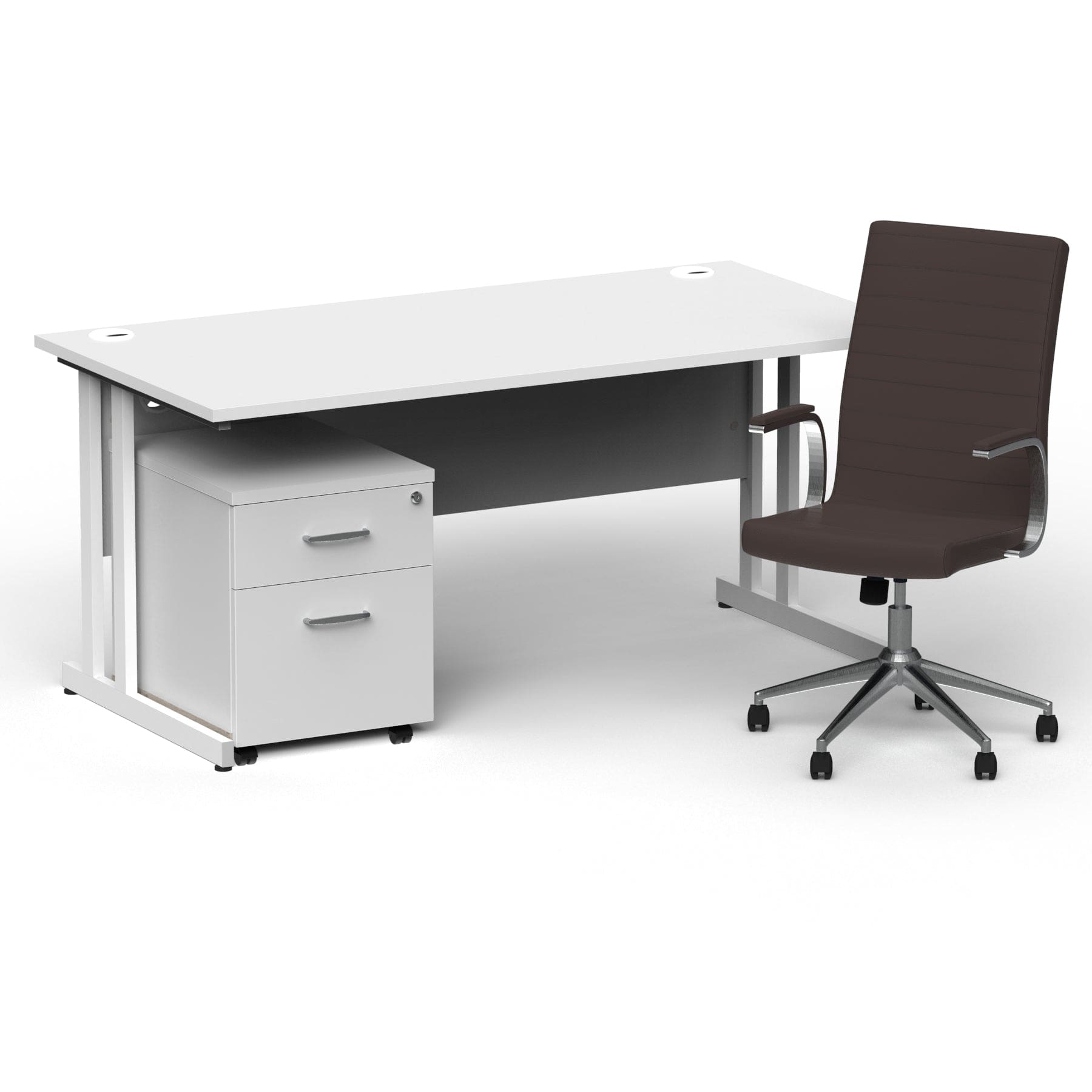 Impulse 1600mm Cantilever Straight Desk With Mobile Pedestal and Ezra Brown Executive Chair - Image 17