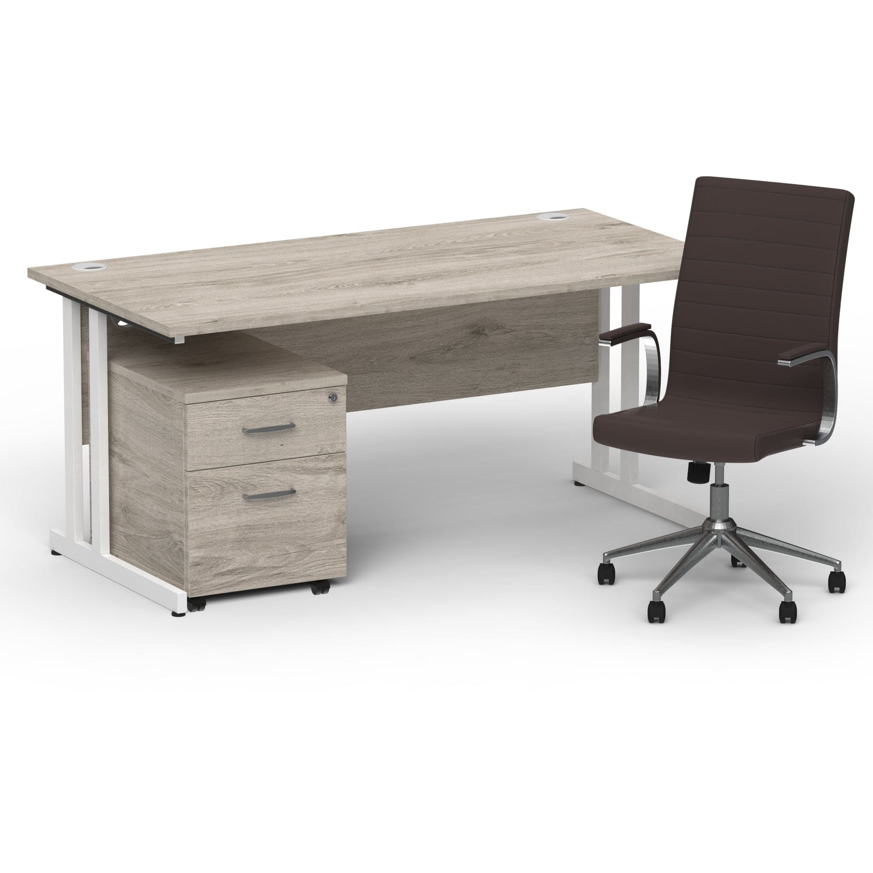 Impulse 1600mm Cantilever Straight Desk With Mobile Pedestal and Ezra Brown Executive Chair - Image 23