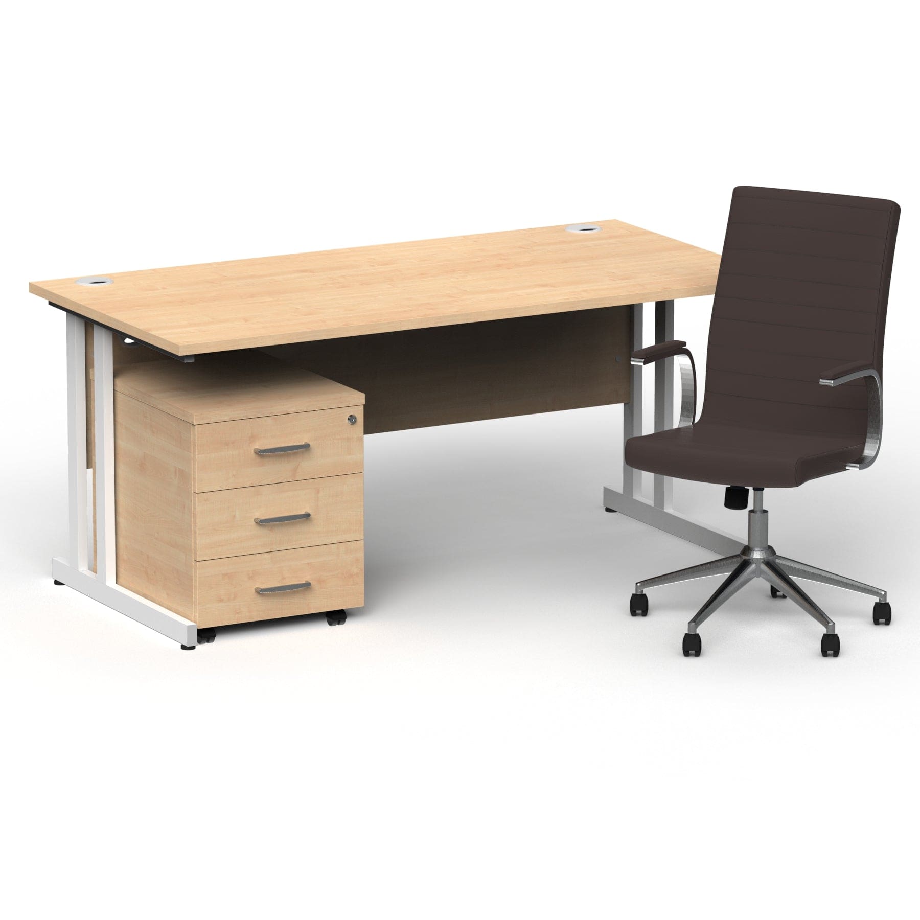 Impulse 1600mm Cantilever Straight Desk With Mobile Pedestal and Ezra Brown Executive Chair - Image 19
