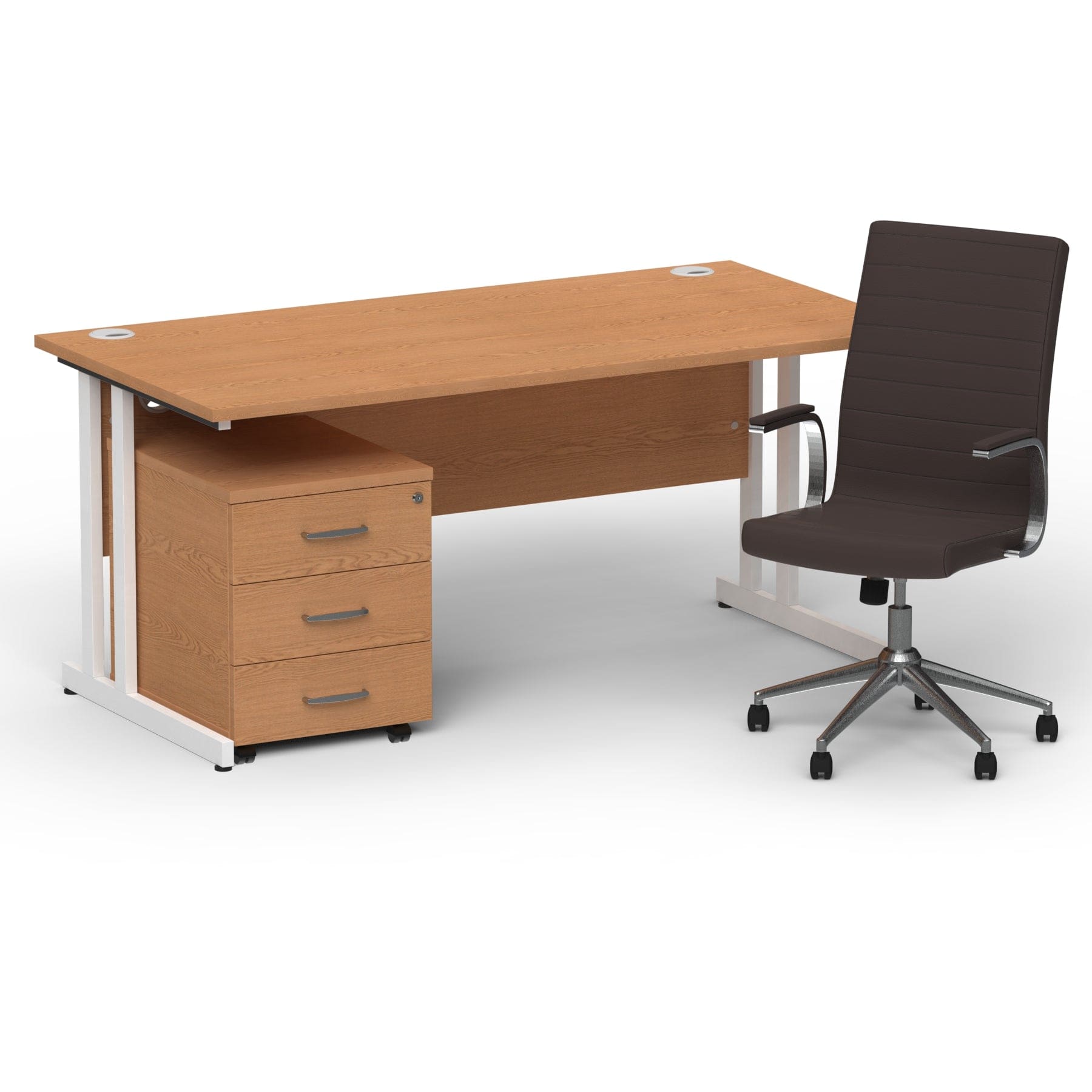 Impulse 1600mm Cantilever Straight Desk With Mobile Pedestal and Ezra Brown Executive Chair - Image 24