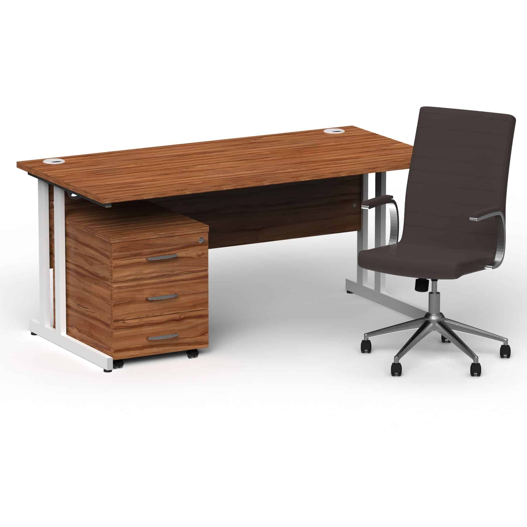 Impulse 1600mm Cantilever Straight Desk With Mobile Pedestal and Ezra Brown Executive Chair - Image 20