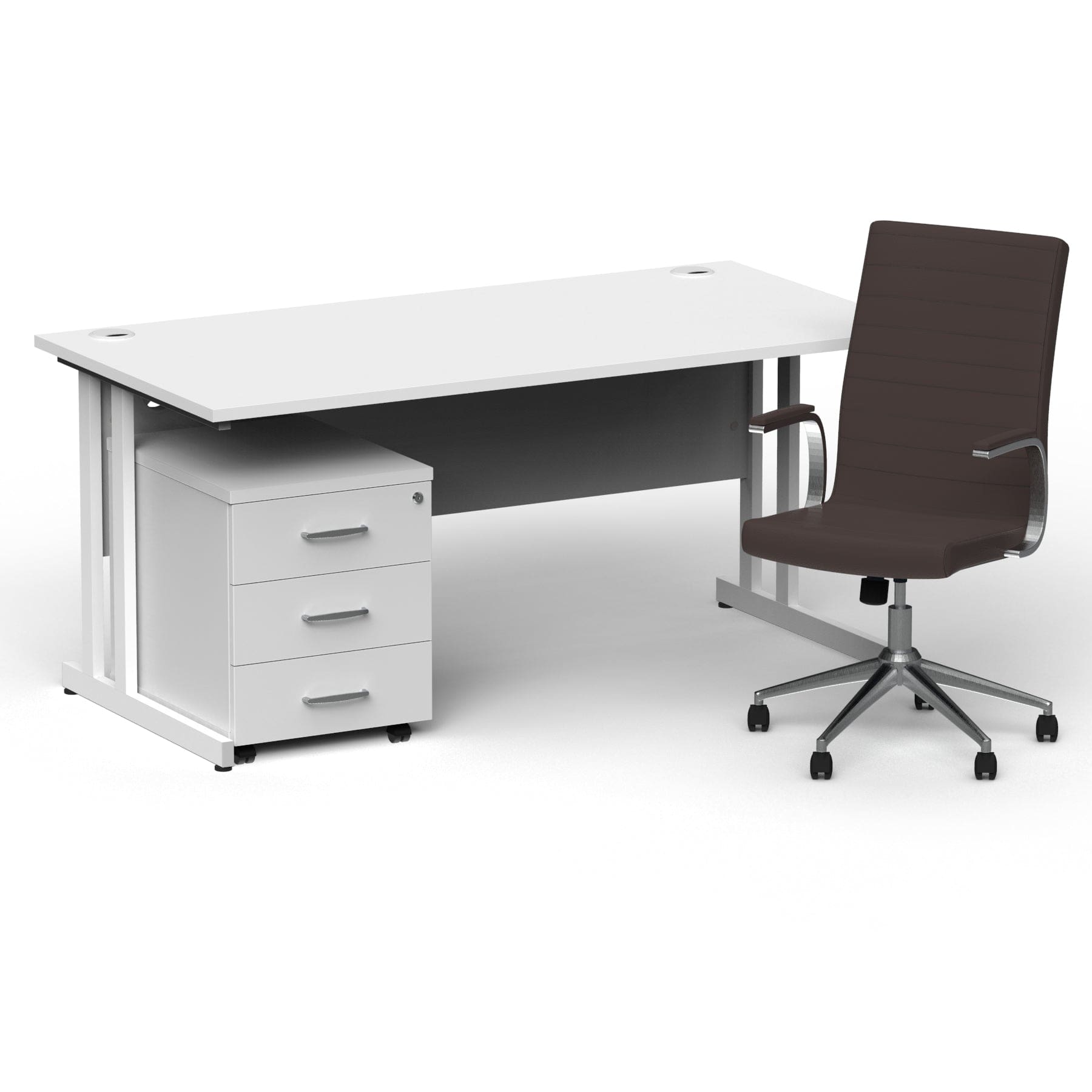 Impulse 1600mm Cantilever Straight Desk With Mobile Pedestal and Ezra Brown Executive Chair - Image 21