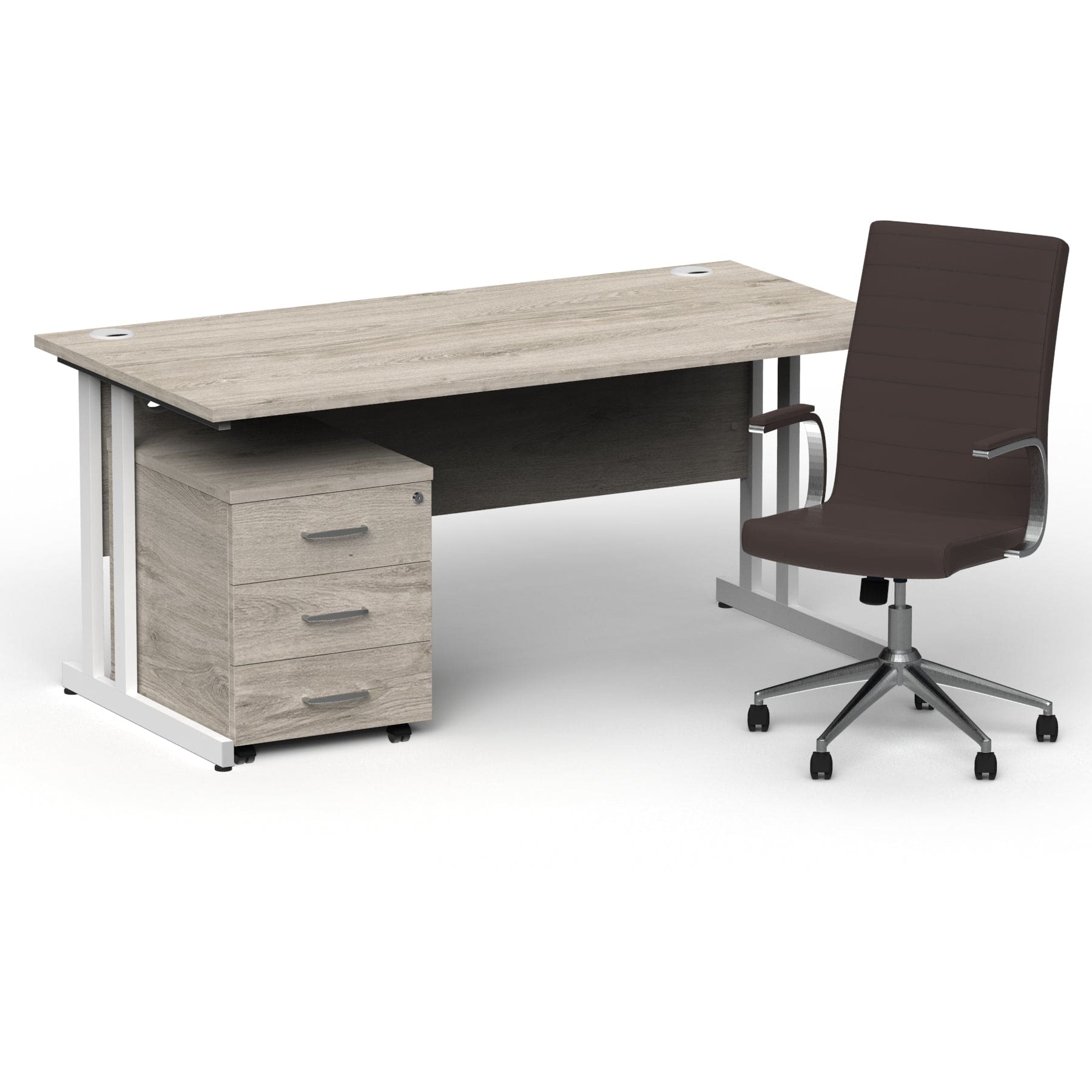 Impulse 1600mm Cantilever Straight Desk With Mobile Pedestal and Ezra Brown Executive Chair - Image 22