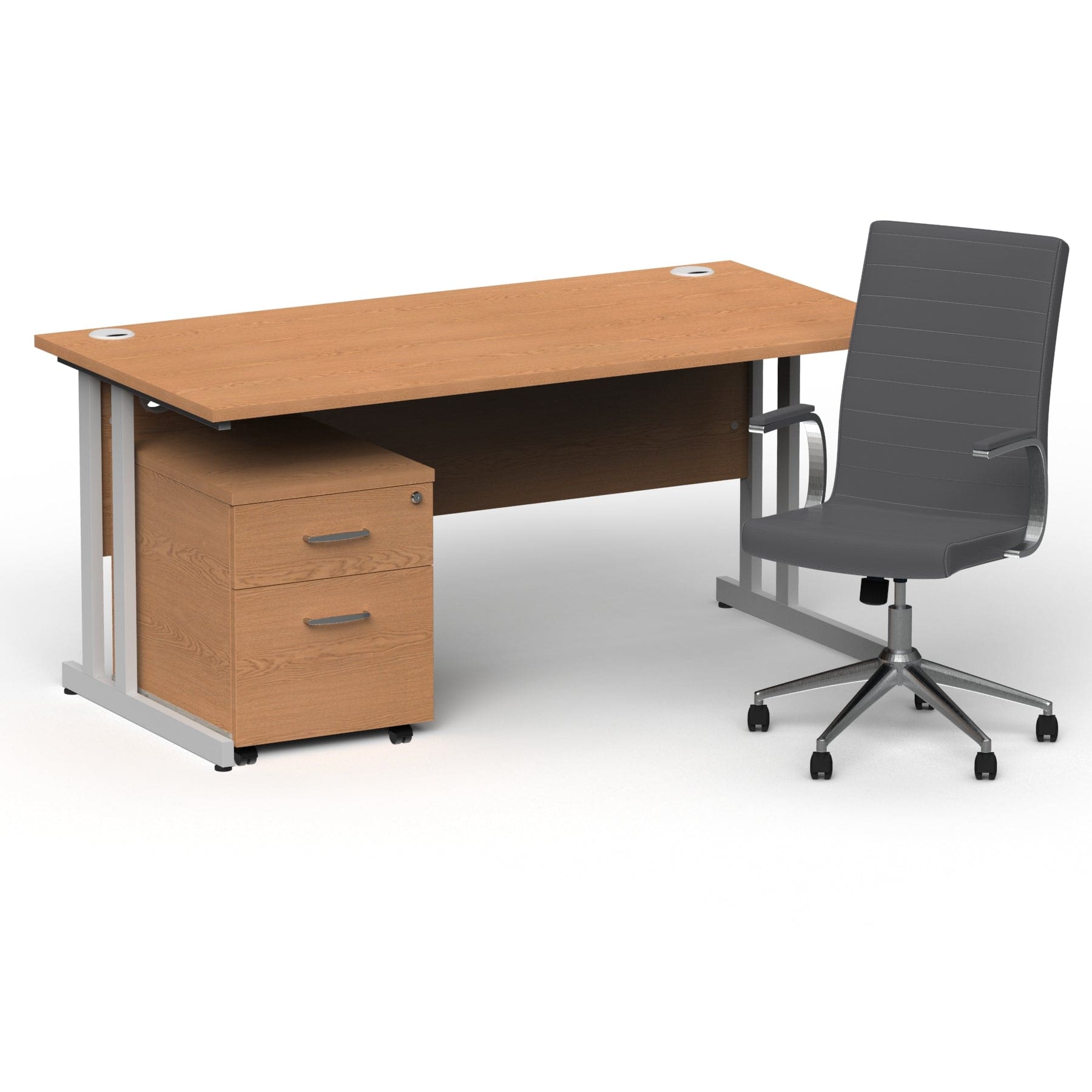 Impulse 1600mm Cantilever Straight Desk With Mobile Pedestal and Ezra Grey Executive Chair - Image 3