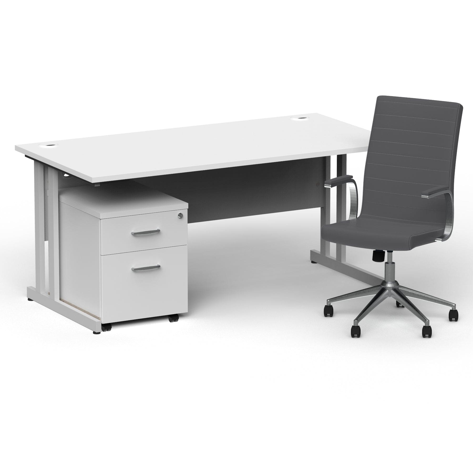 Impulse 1600mm Cantilever Straight Desk With Mobile Pedestal and Ezra Grey Executive Chair - Image 5