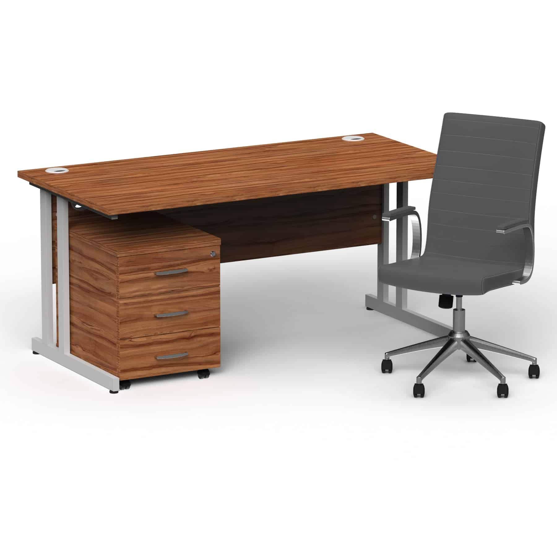 Impulse 1600mm Cantilever Straight Desk With Mobile Pedestal and Ezra Grey Executive Chair - Image 10