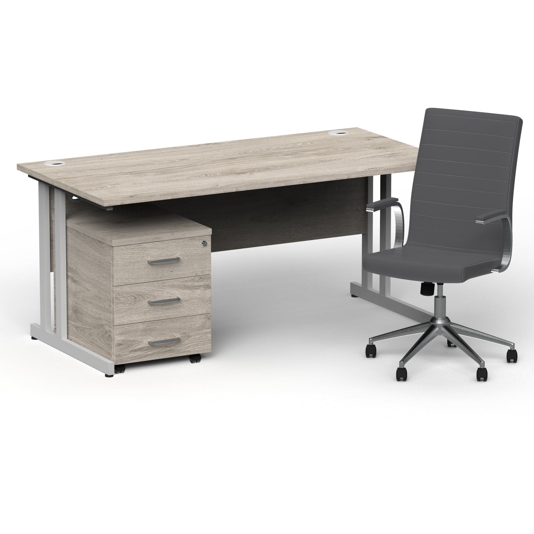 Impulse 1600mm Cantilever Straight Desk With Mobile Pedestal and Ezra Grey Executive Chair - Image 12