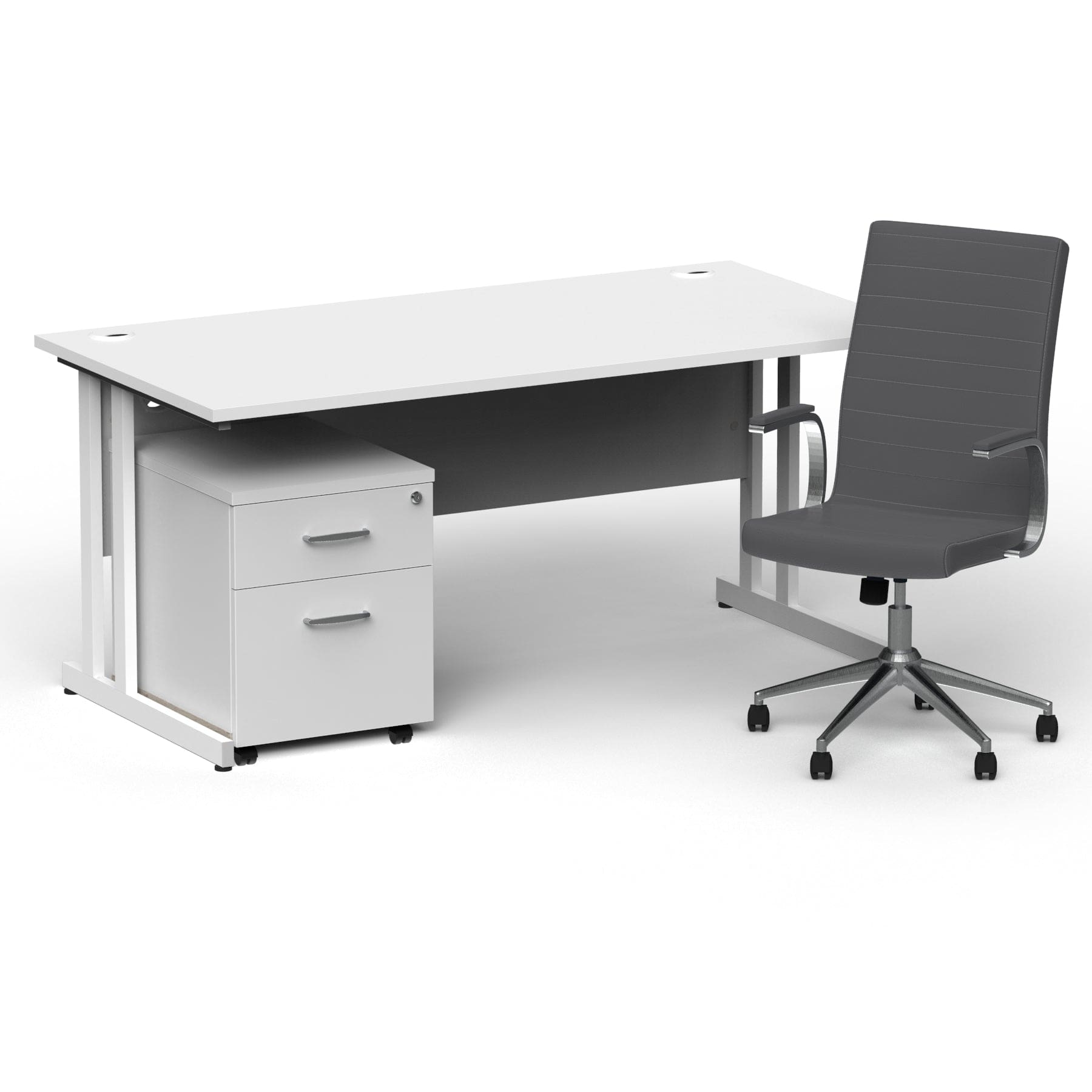 Impulse 1600mm Cantilever Straight Desk With Mobile Pedestal and Ezra Grey Executive Chair - Image 17