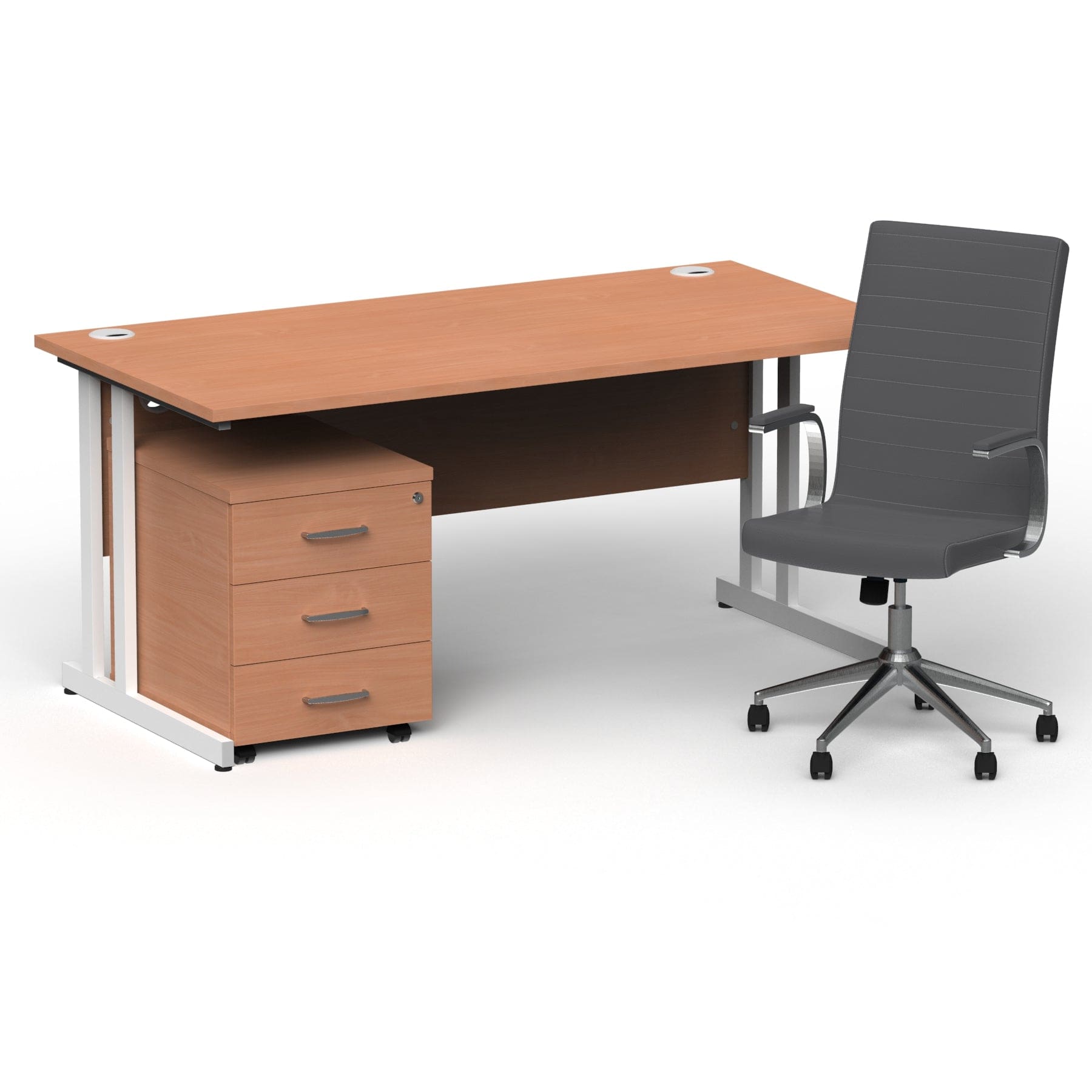 Impulse 1600mm Cantilever Straight Desk With Mobile Pedestal and Ezra Grey Executive Chair - Image 19
