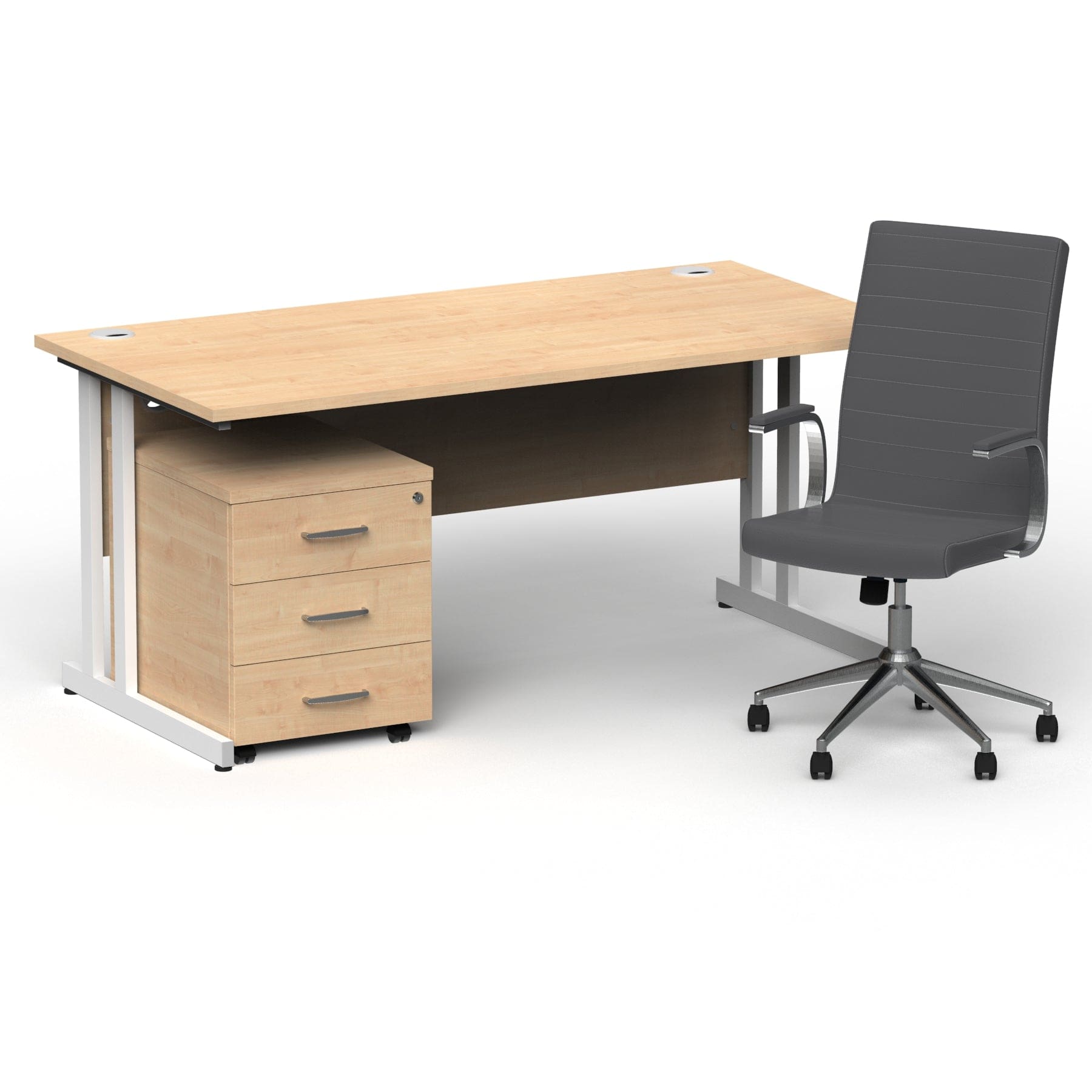 Impulse 1600mm Cantilever Straight Desk With Mobile Pedestal and Ezra Grey Executive Chair - Image 20