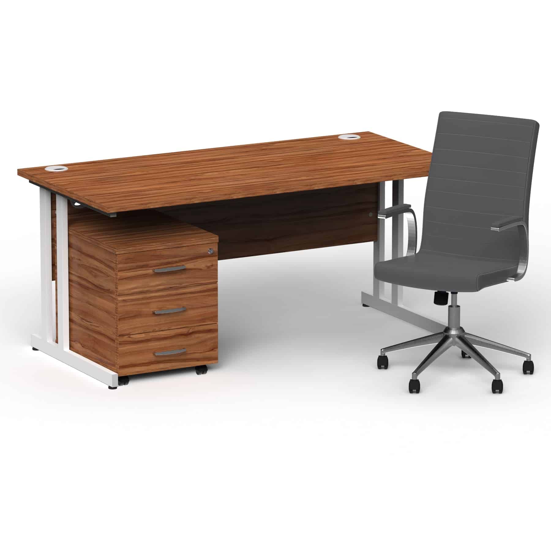 Impulse 1600mm Cantilever Straight Desk With Mobile Pedestal and Ezra Grey Executive Chair - Image 22