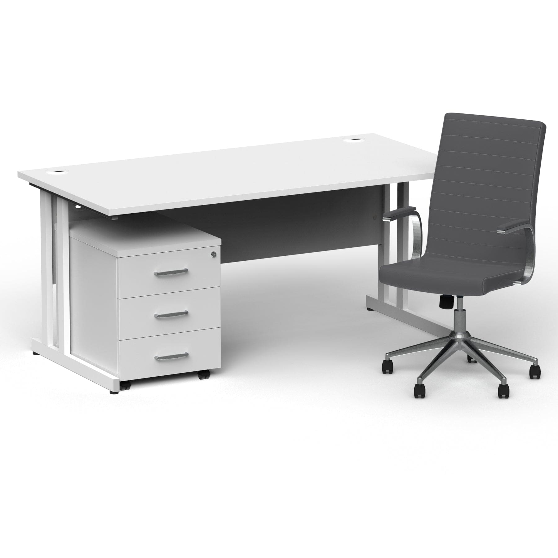 Impulse 1600mm Cantilever Straight Desk With Mobile Pedestal and Ezra Grey Executive Chair - Image 23