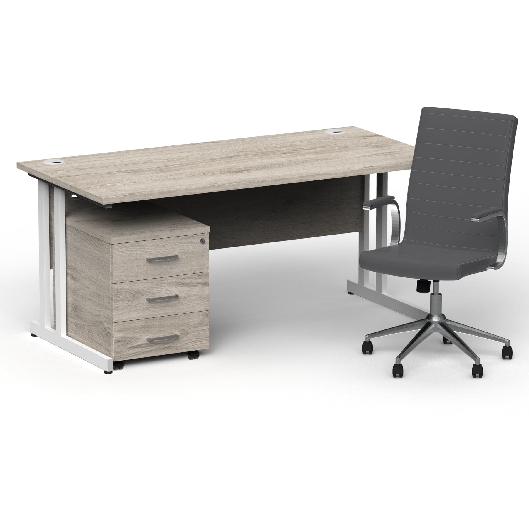 Impulse 1600mm Cantilever Straight Desk With Mobile Pedestal and Ezra Grey Executive Chair - Image 24