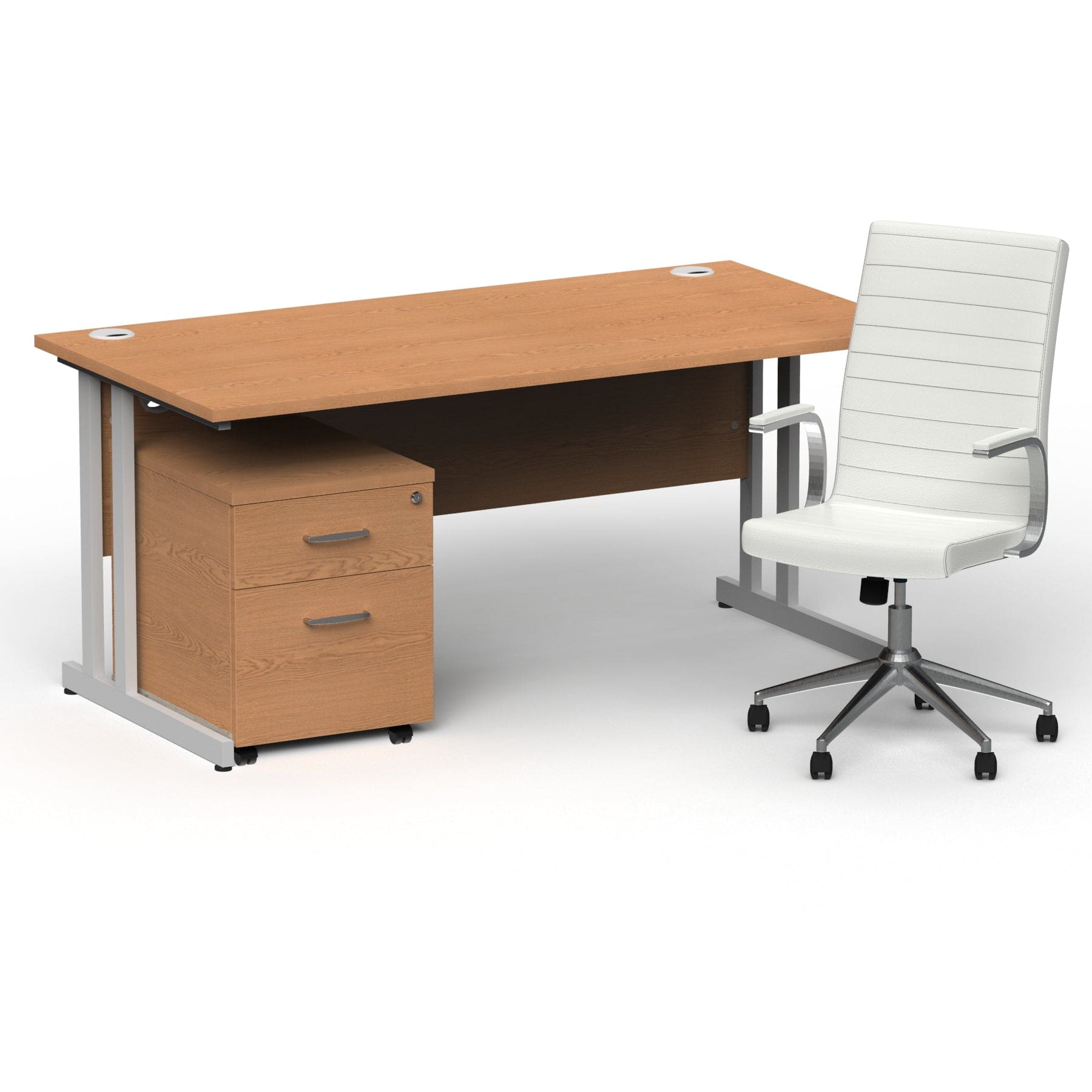 Impulse 1600mm Cantilever Straight Desk With Mobile Pedestal and Ezra White Executive Chair - Image 4