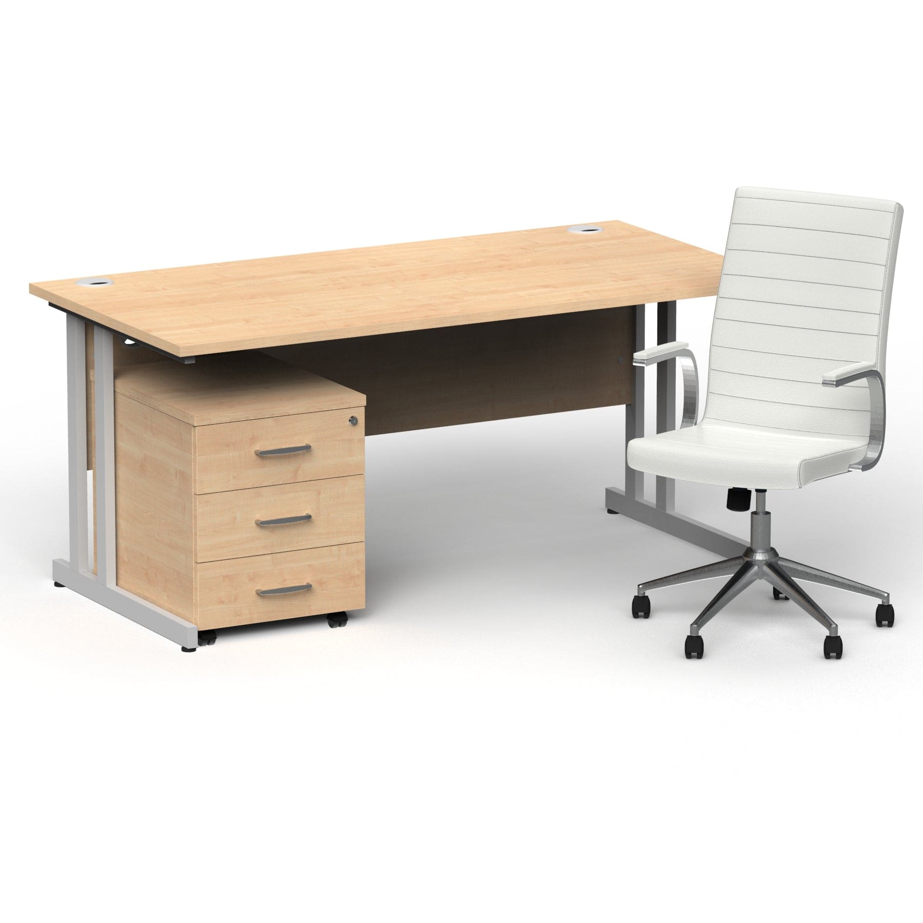 Impulse 1600mm Cantilever Straight Desk With Mobile Pedestal and Ezra White Executive Chair - Image 9