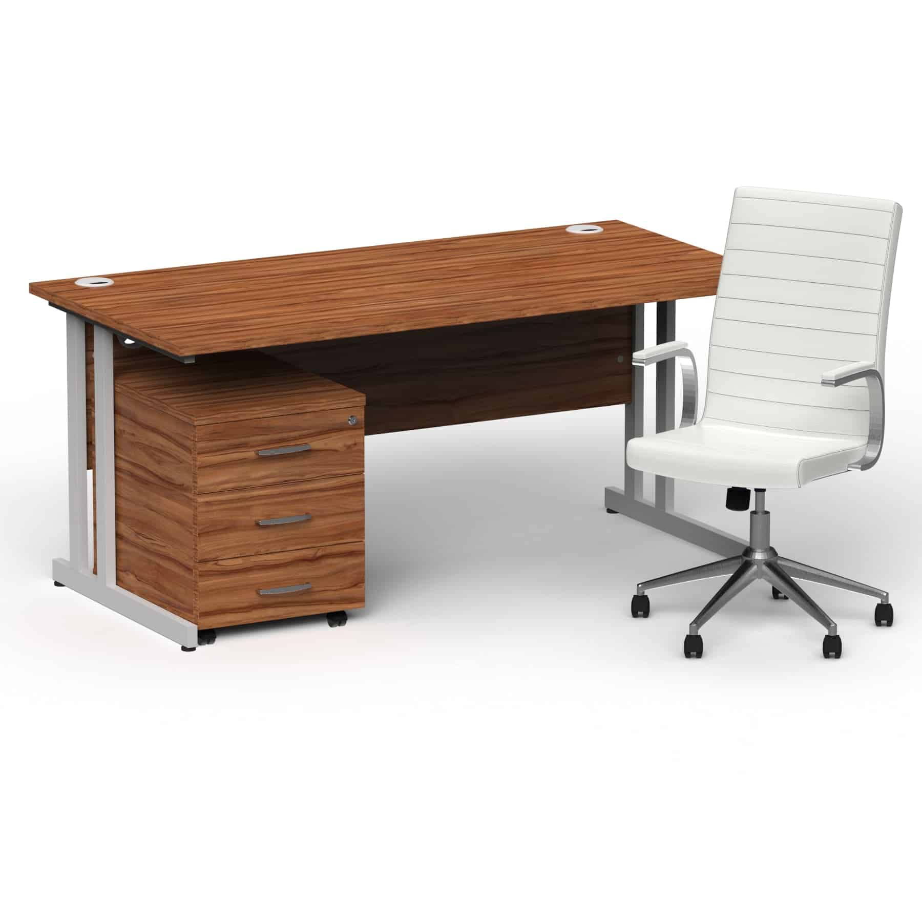 Impulse 1600mm Cantilever Straight Desk With Mobile Pedestal and Ezra White Executive Chair - Image 11