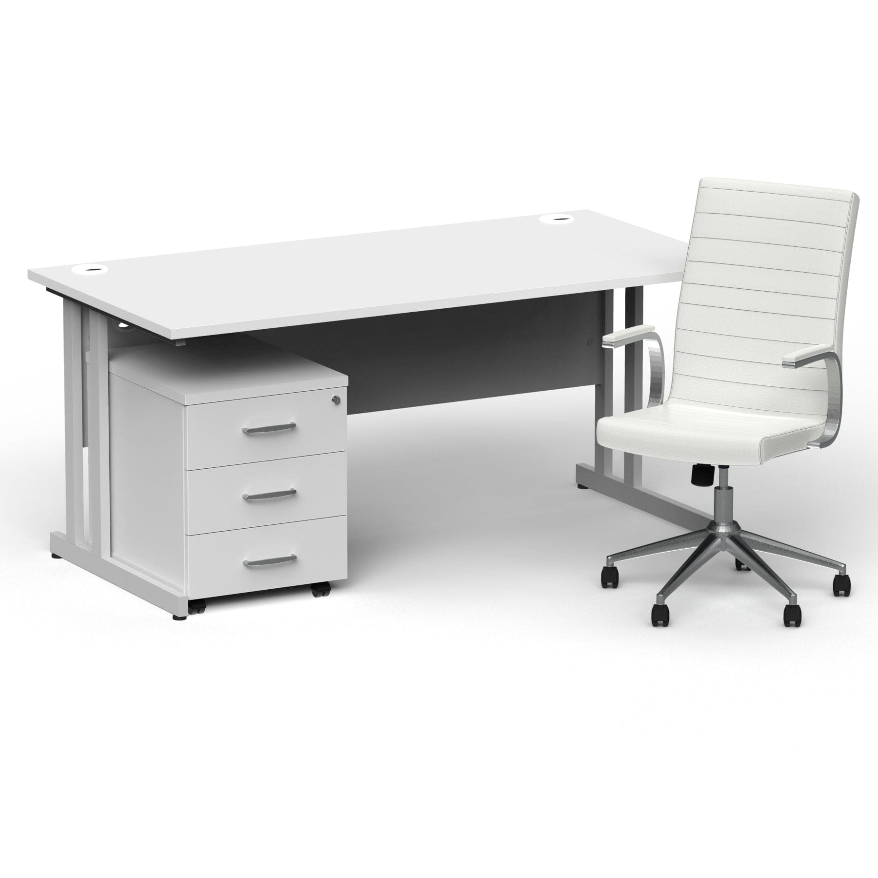 Impulse 1600mm Cantilever Straight Desk With Mobile Pedestal and Ezra White Executive Chair - Image 12
