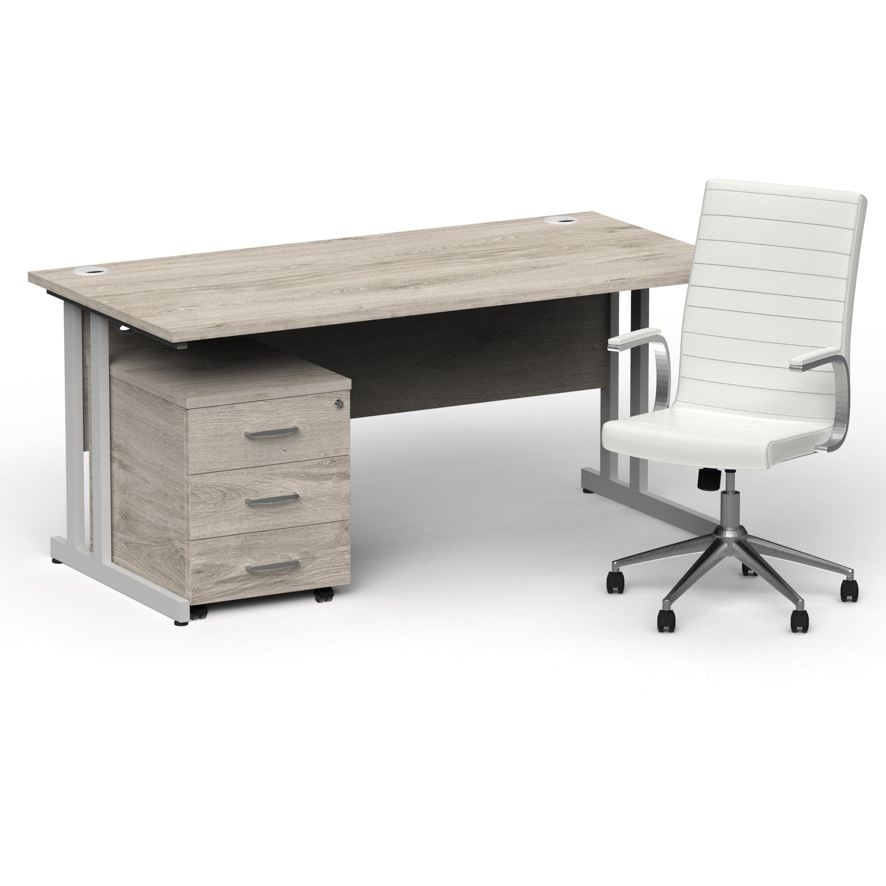 Impulse 1600mm Cantilever Straight Desk With Mobile Pedestal and Ezra White Executive Chair - Image 13