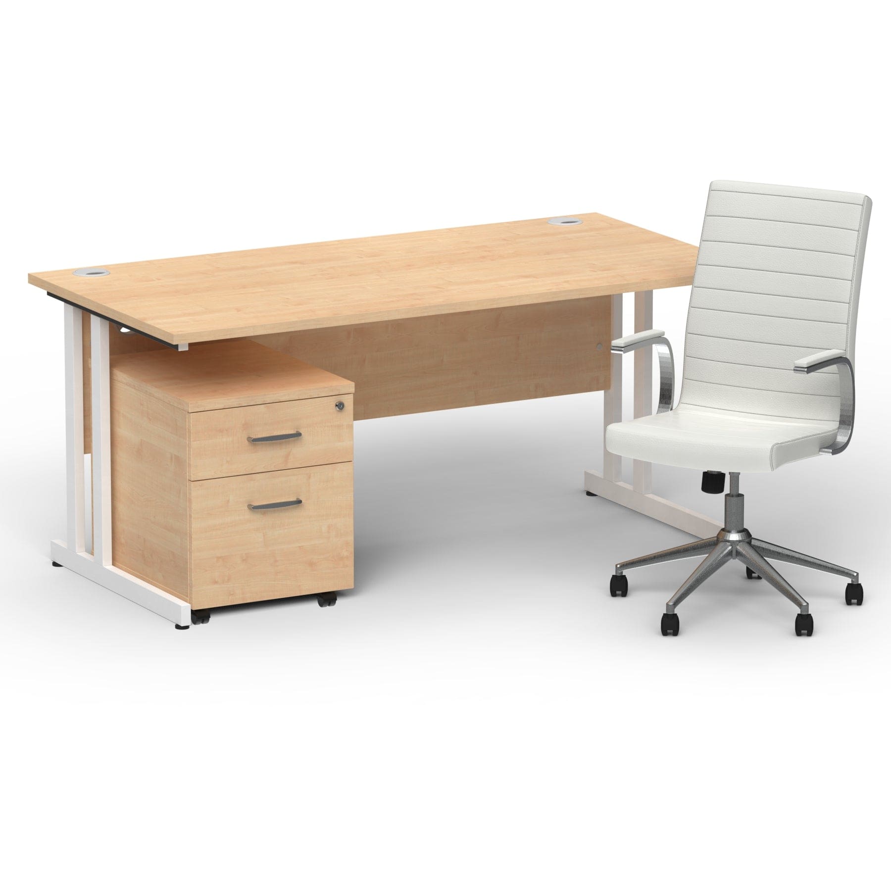 Impulse 1600mm Cantilever Straight Desk With Mobile Pedestal and Ezra White Executive Chair - Image 27