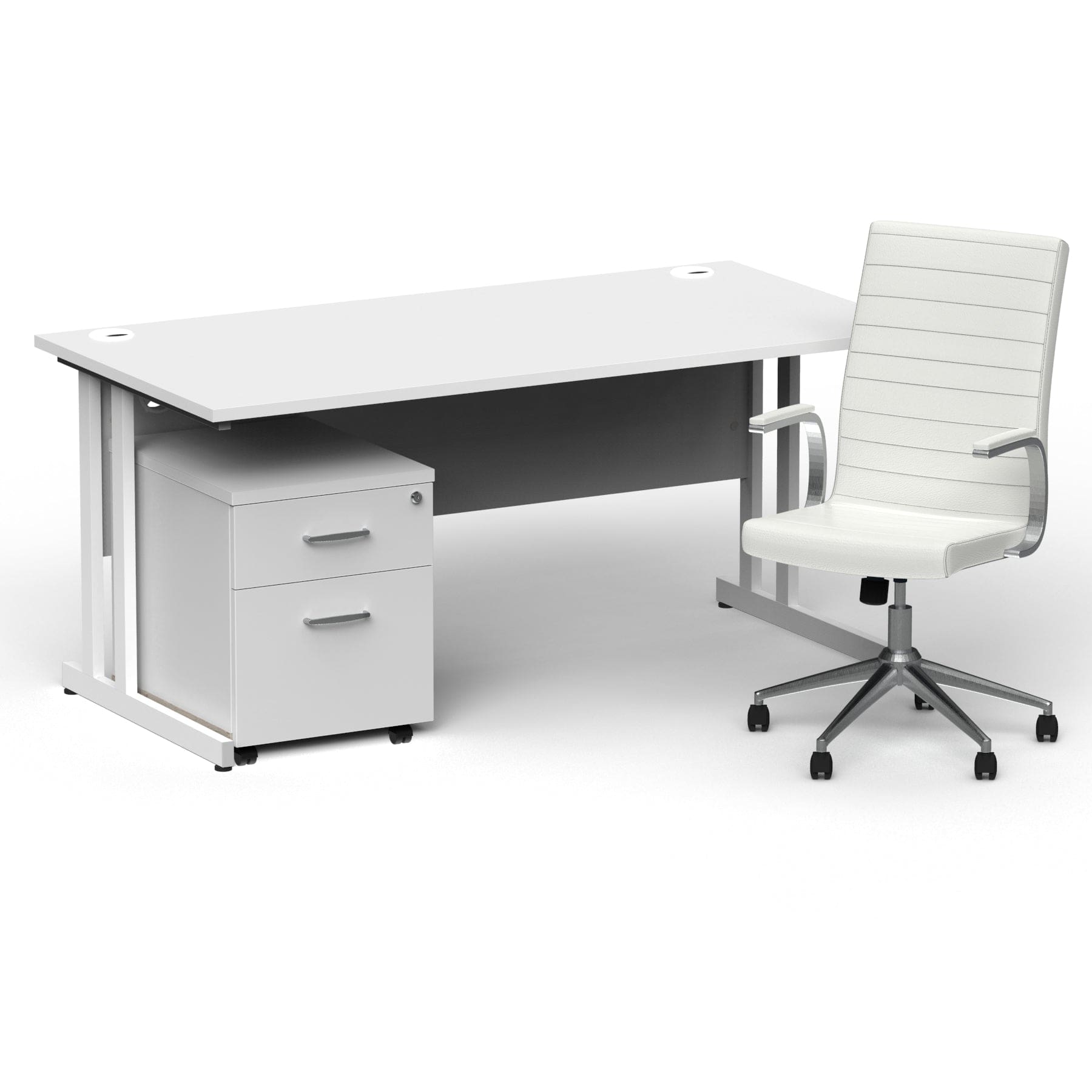 Impulse 1600mm Cantilever Straight Desk With Mobile Pedestal and Ezra White Executive Chair - Image 16