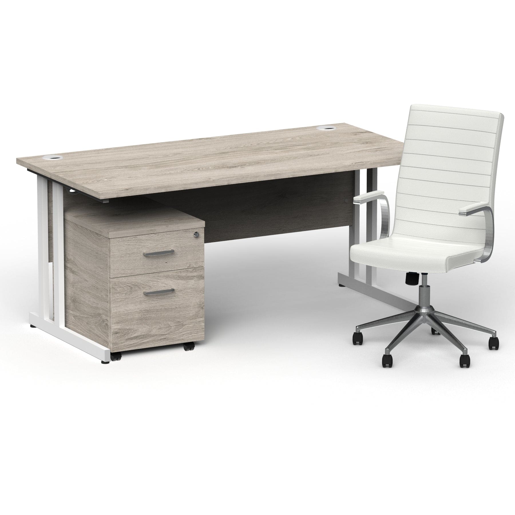 Impulse 1600mm Cantilever Straight Desk With Mobile Pedestal and Ezra White Executive Chair - Image 17