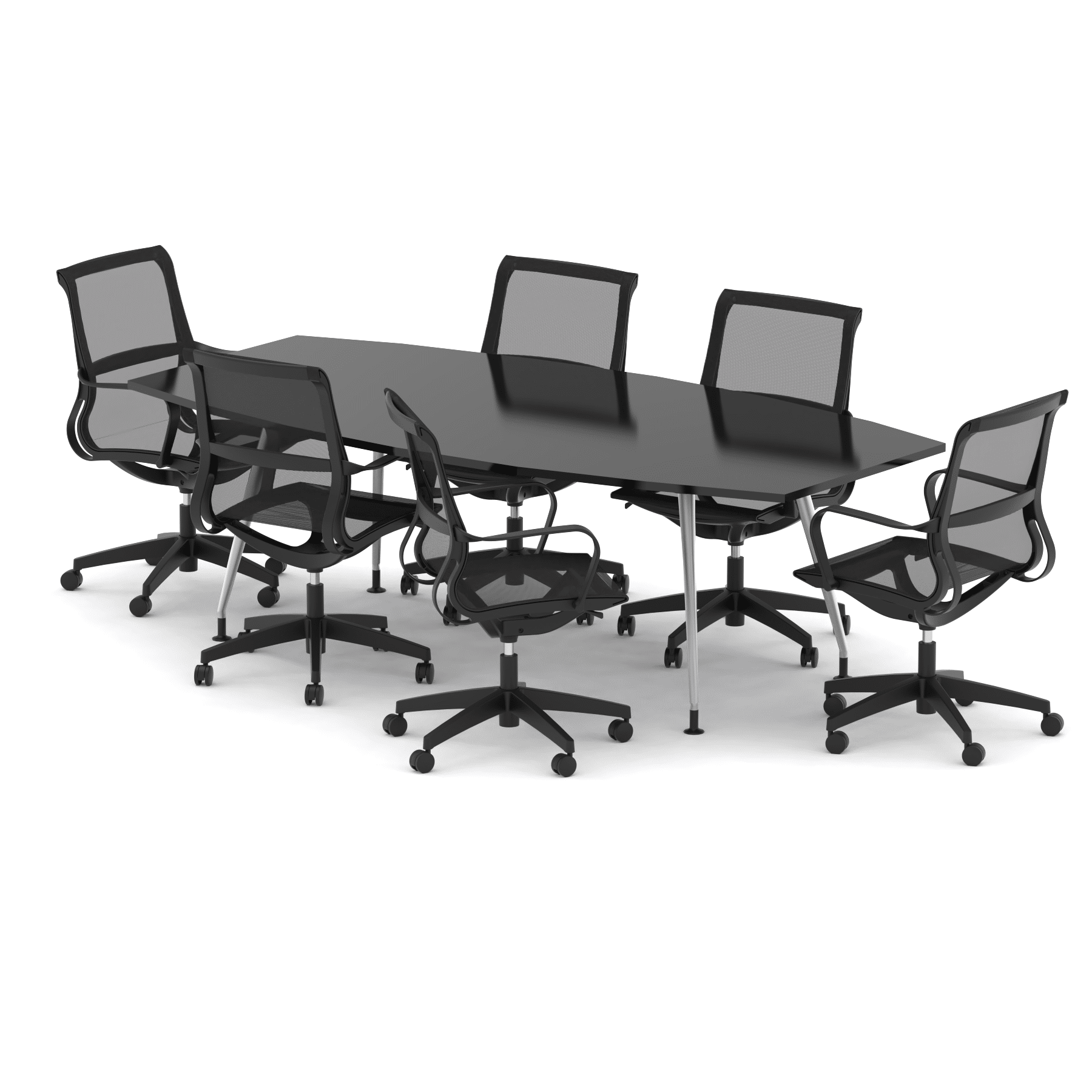 High Gloss 2400mm Writable Boardroom Table With Set Of Executive Chairs - Image 4