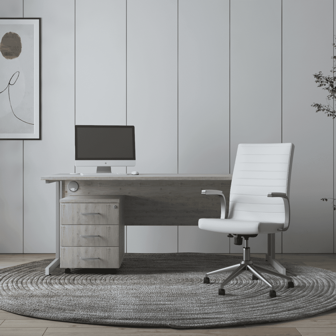 Impulse 1600mm Cantilever Straight Desk With Mobile Pedestal and Ezra White Executive Chair - Image 2