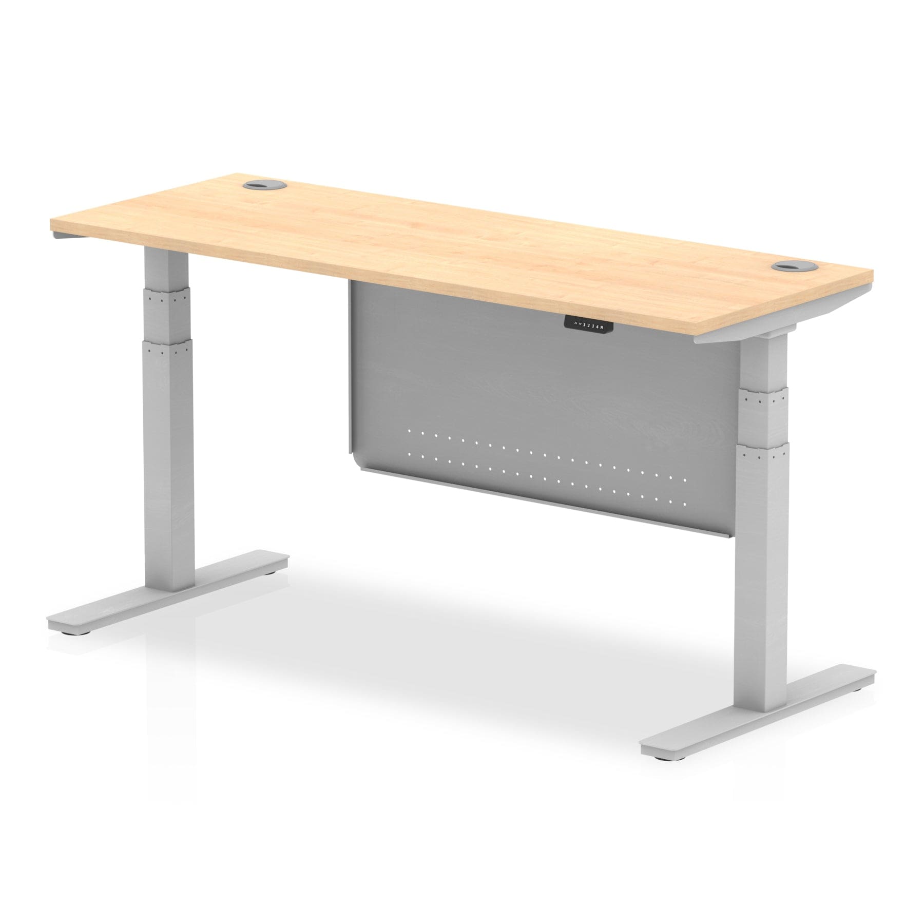 Air Height Adjustable Slimline Desk With Cable Ports With Steel Modesty Panel - Image 12