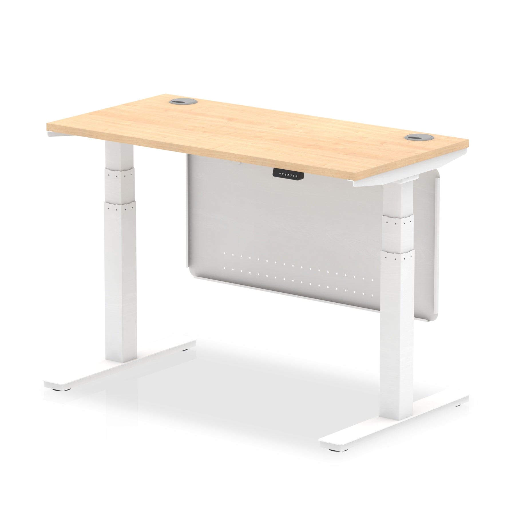 Air Height Adjustable Slimline Desk With Cable Ports With Steel Modesty Panel - Image 34