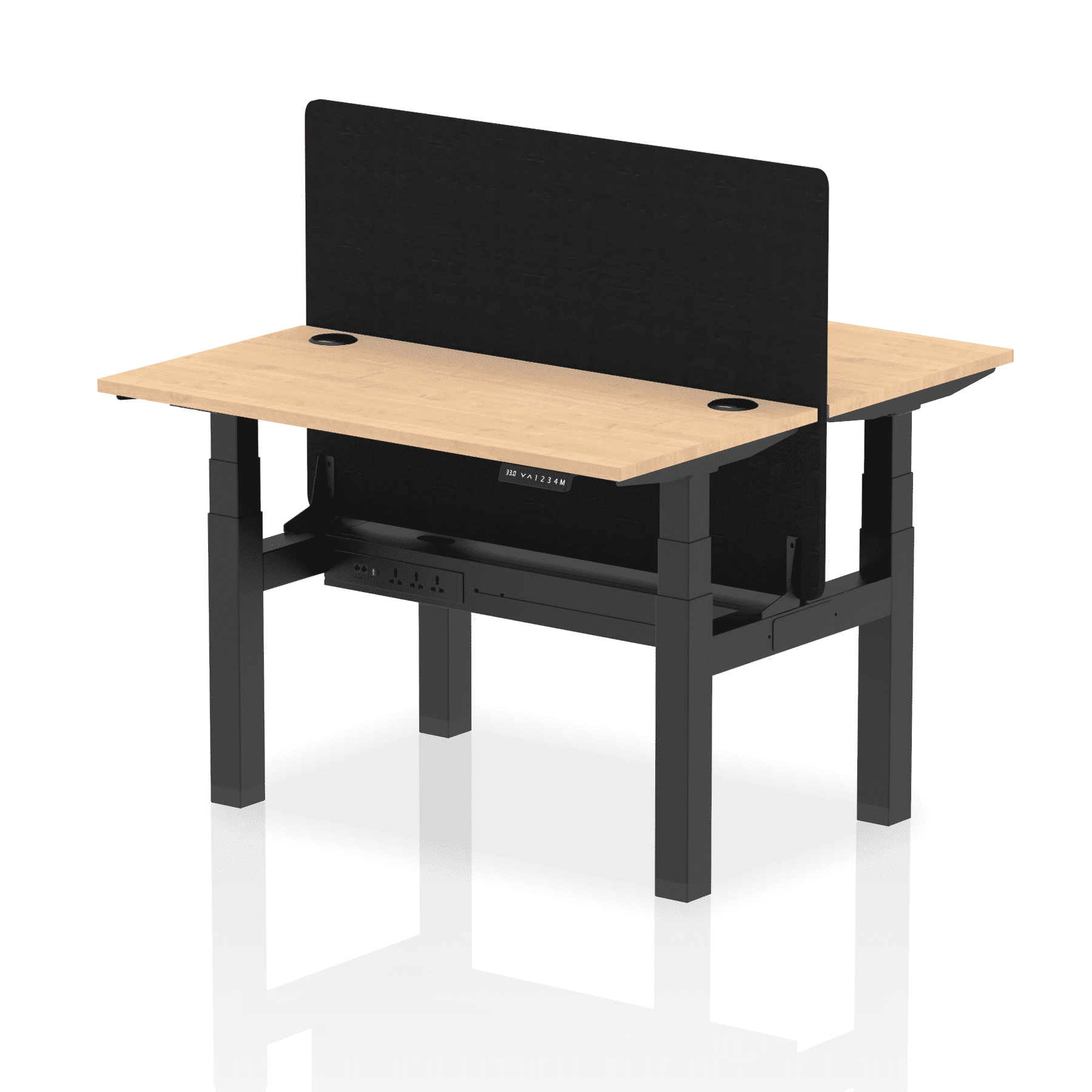 Air Back-to-Back Slimline Height Adjustable Bench Desk - 2 Person with Black Straight Screen - Image 7