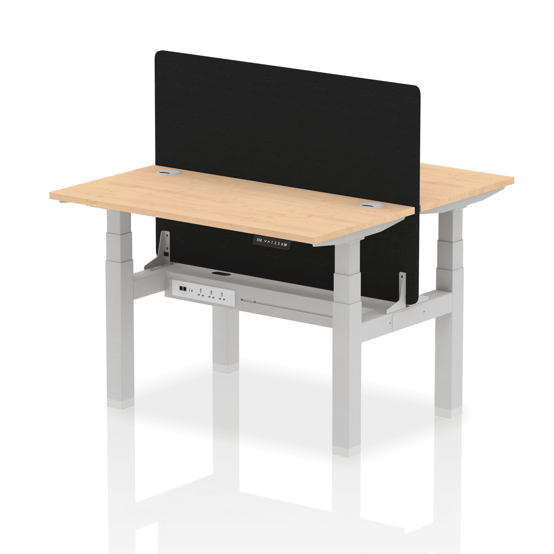 Air Back-to-Back Slimline Height Adjustable Bench Desk - 2 Person with Black Straight Screen - Image 8