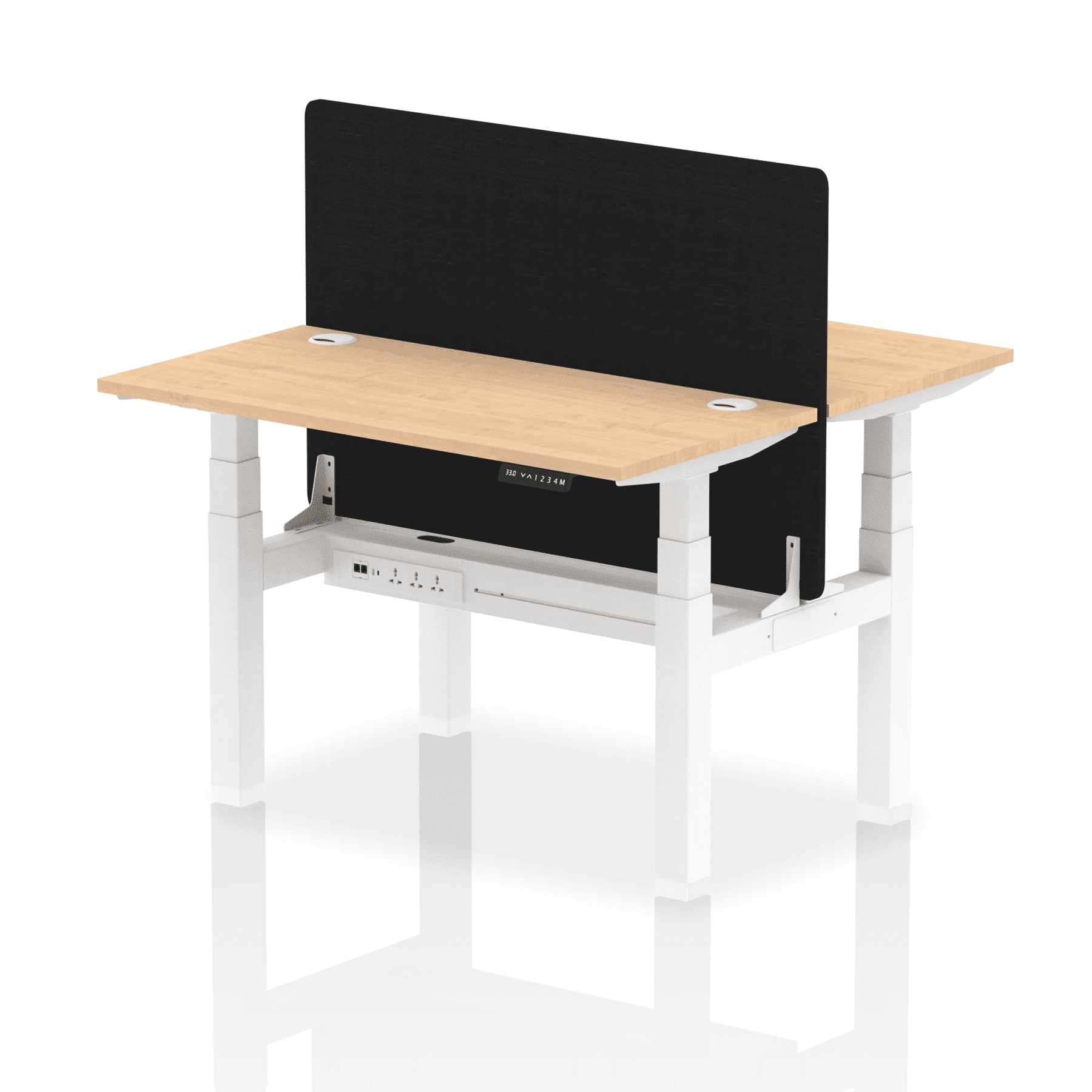 Air Back-to-Back Slimline Height Adjustable Bench Desk - 2 Person with Black Straight Screen - Image 9