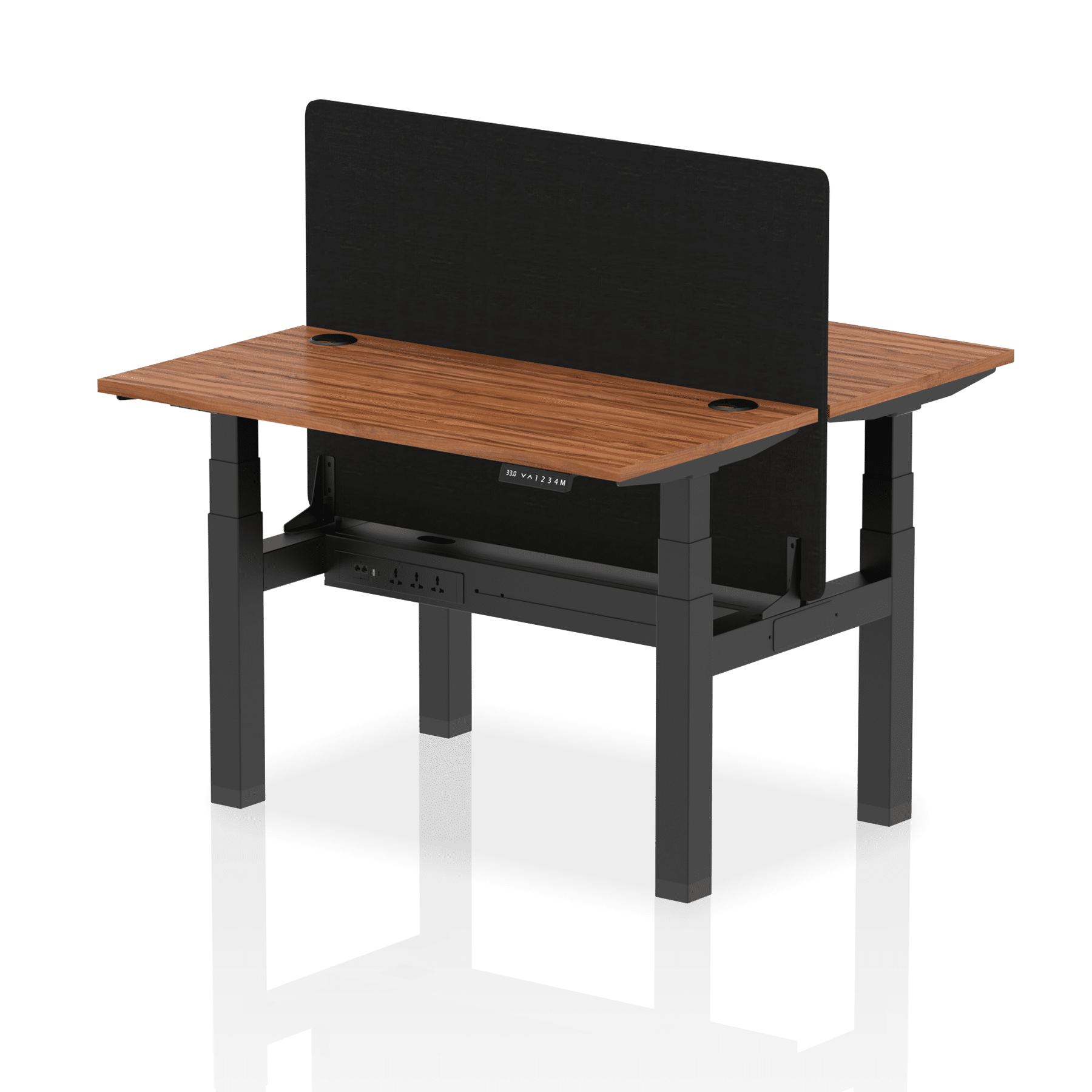 Air Back-to-Back Slimline Height Adjustable Bench Desk - 2 Person with Black Straight Screen - Image 13