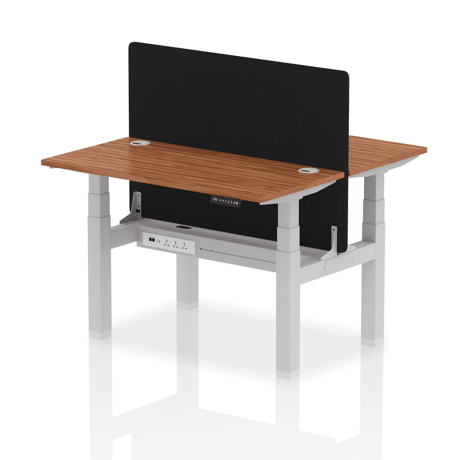 Air Back-to-Back Slimline Height Adjustable Bench Desk - 2 Person with Black Straight Screen - Image 14