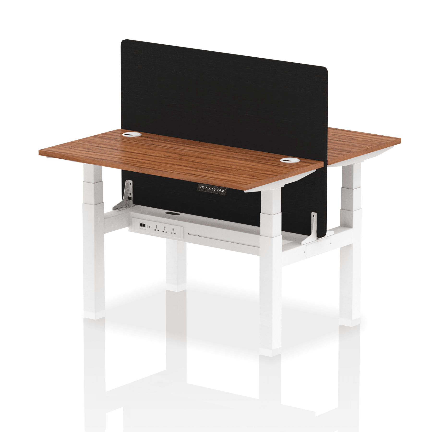 Air Back-to-Back Slimline Height Adjustable Bench Desk - 2 Person with Black Straight Screen - Image 15