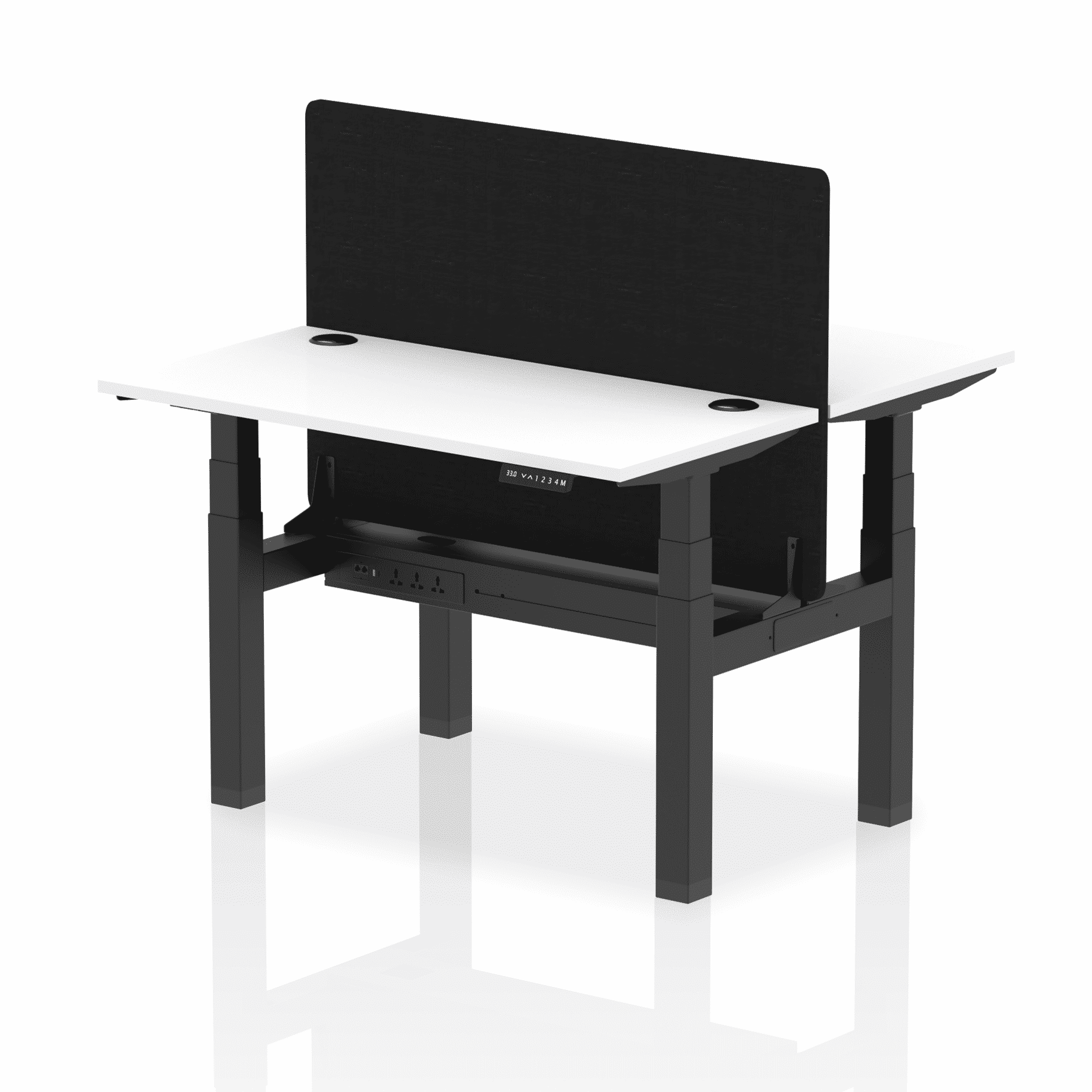 Air Back-to-Back Slimline Height Adjustable Bench Desk - 2 Person with Black Straight Screen - Image 16