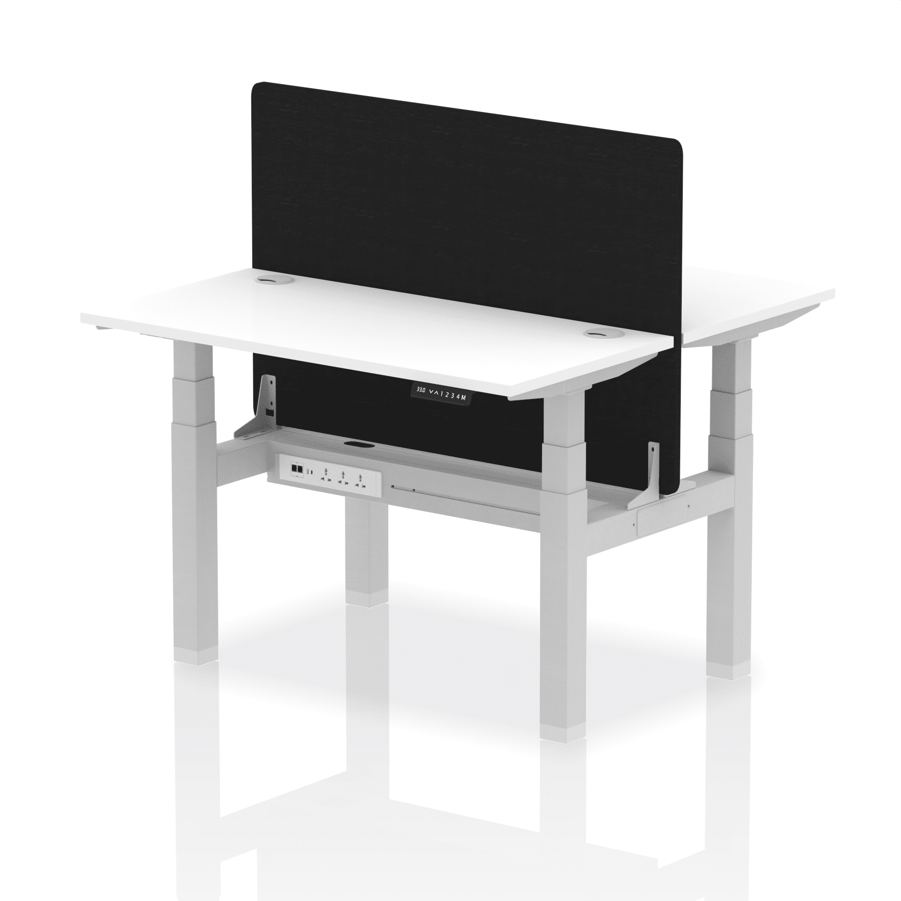 Air Back-to-Back Slimline Height Adjustable Bench Desk - 2 Person with Black Straight Screen - Image 17