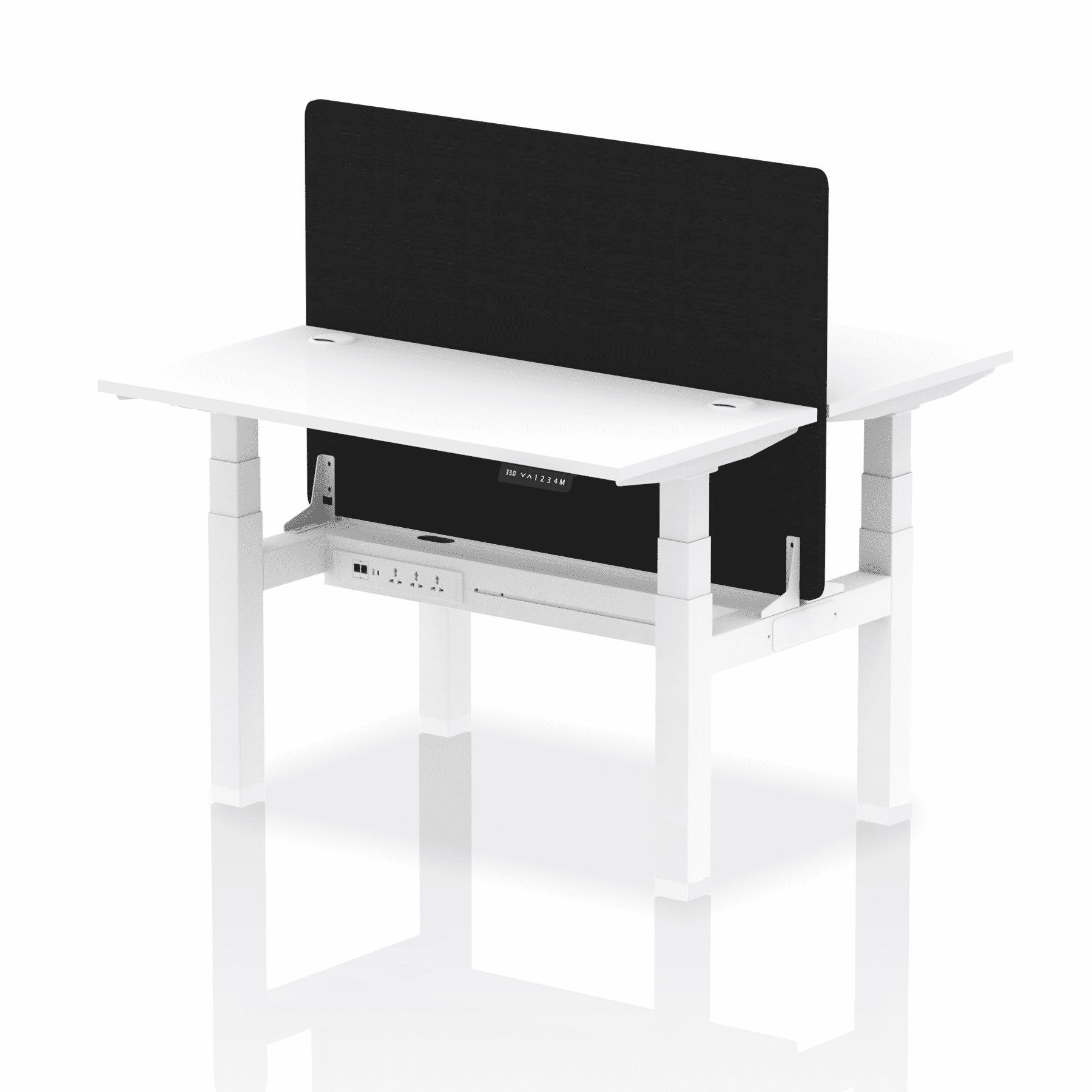 Air Back-to-Back Slimline Height Adjustable Bench Desk - 2 Person with Black Straight Screen - Image 18
