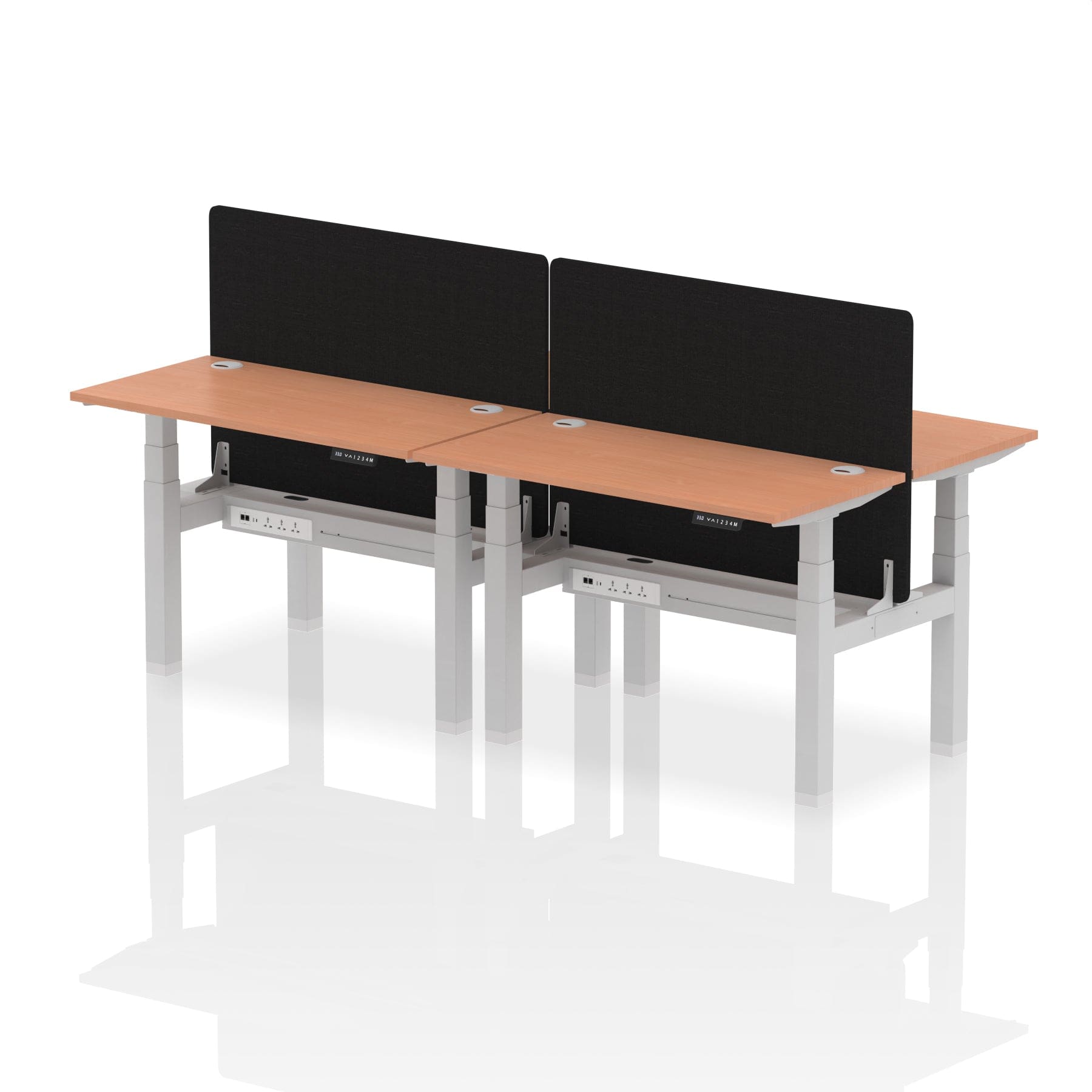 Air Back-to-Back Slimline Height Adjustable Bench Desk - 4 Person with Black Straight Screen - Image 2
