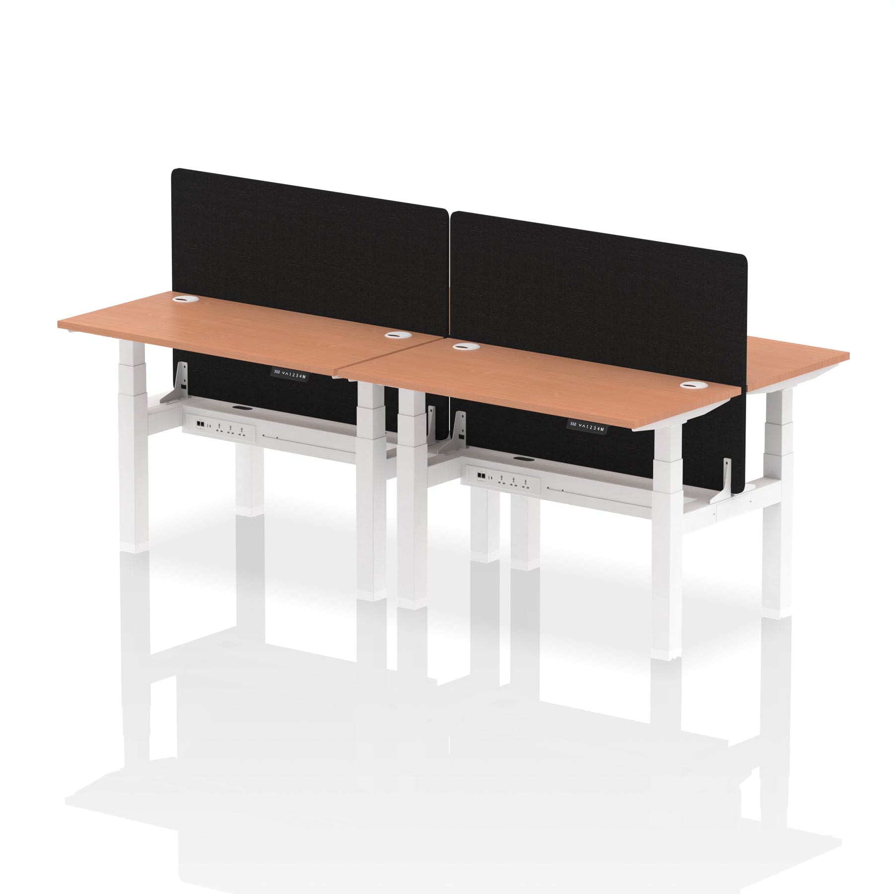 Air Back-to-Back Slimline Height Adjustable Bench Desk - 4 Person with Black Straight Screen - Image 3