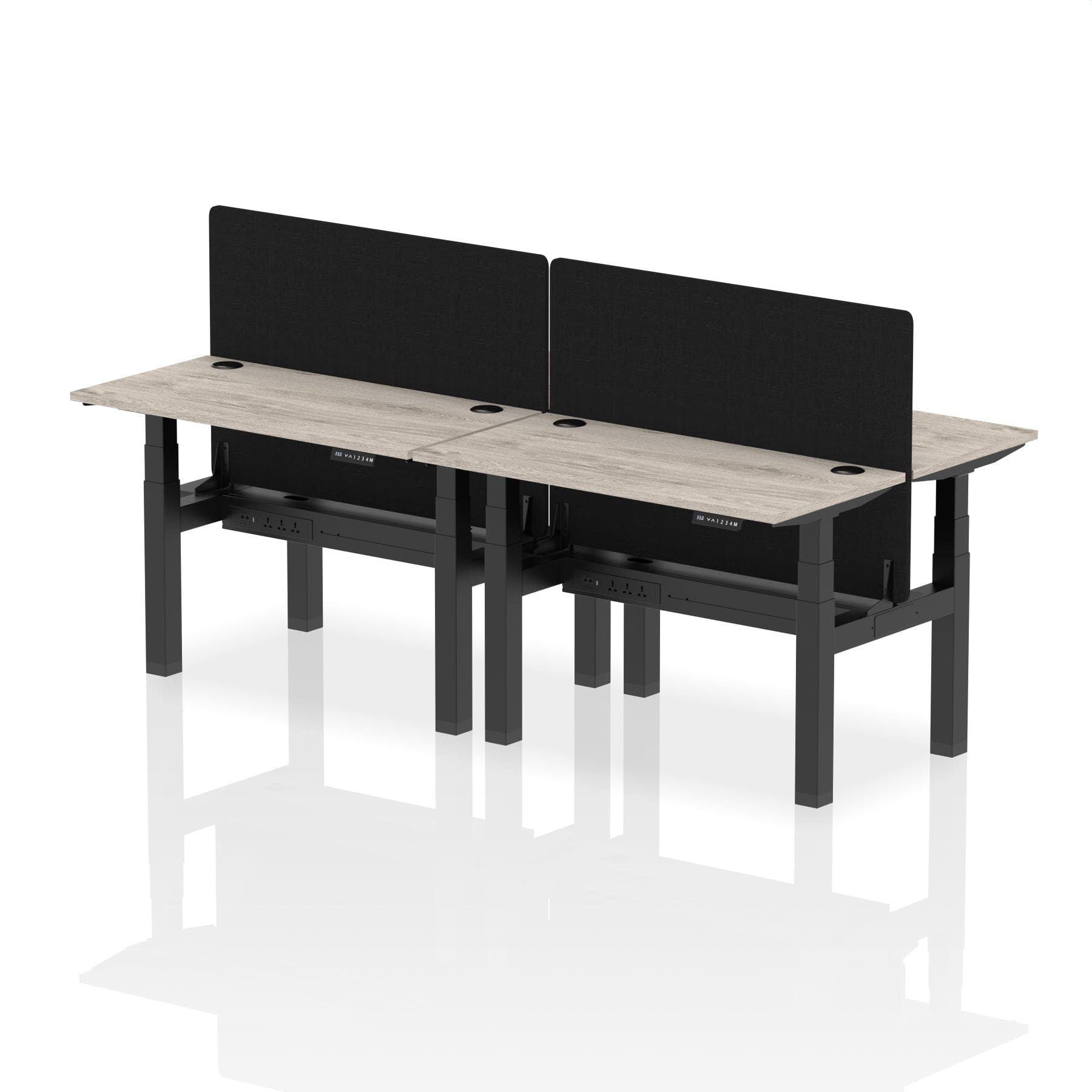 Air Back-to-Back Slimline Height Adjustable Bench Desk - 4 Person with Black Straight Screen - Image 4