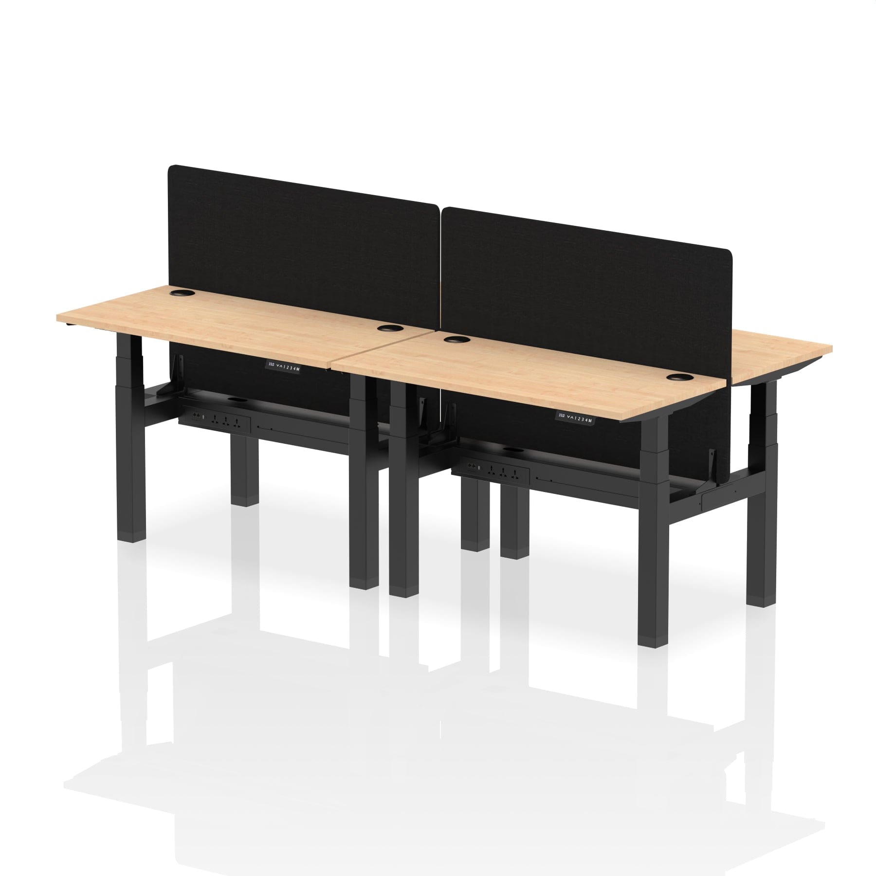 Air Back-to-Back Slimline Height Adjustable Bench Desk - 4 Person with Black Straight Screen - Image 7