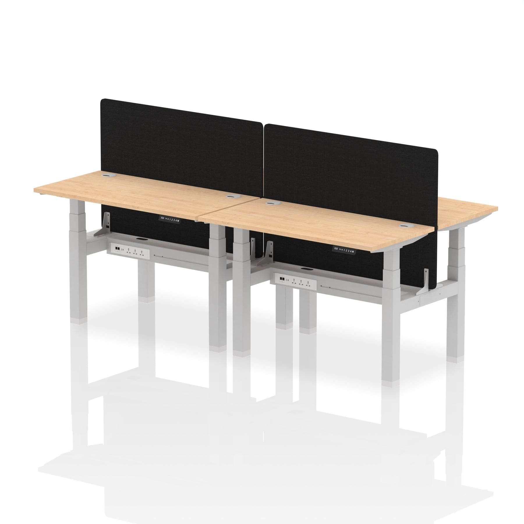 Air Back-to-Back Slimline Height Adjustable Bench Desk - 4 Person with Black Straight Screen - Image 8