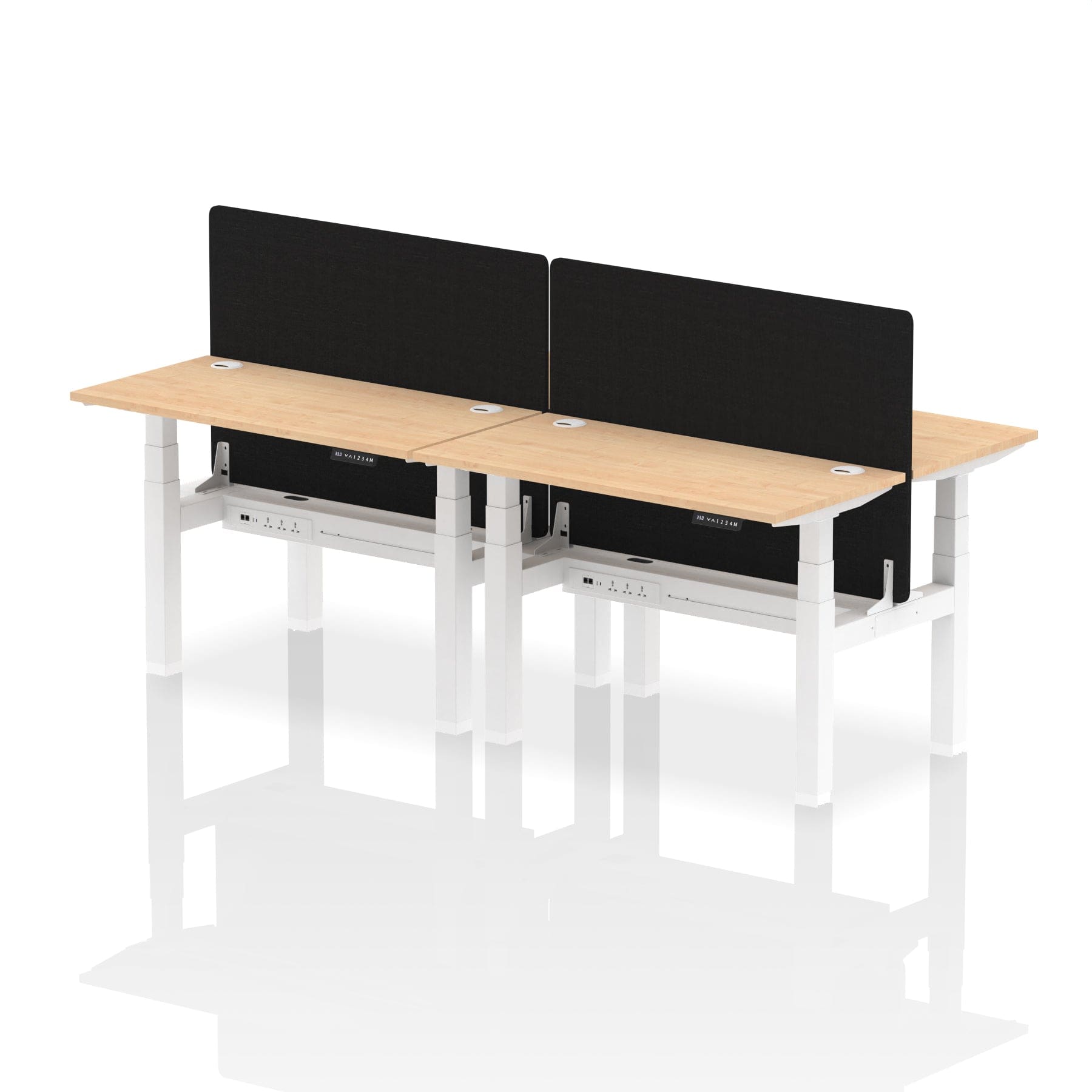 Air Back-to-Back Slimline Height Adjustable Bench Desk - 4 Person with Black Straight Screen - Image 9